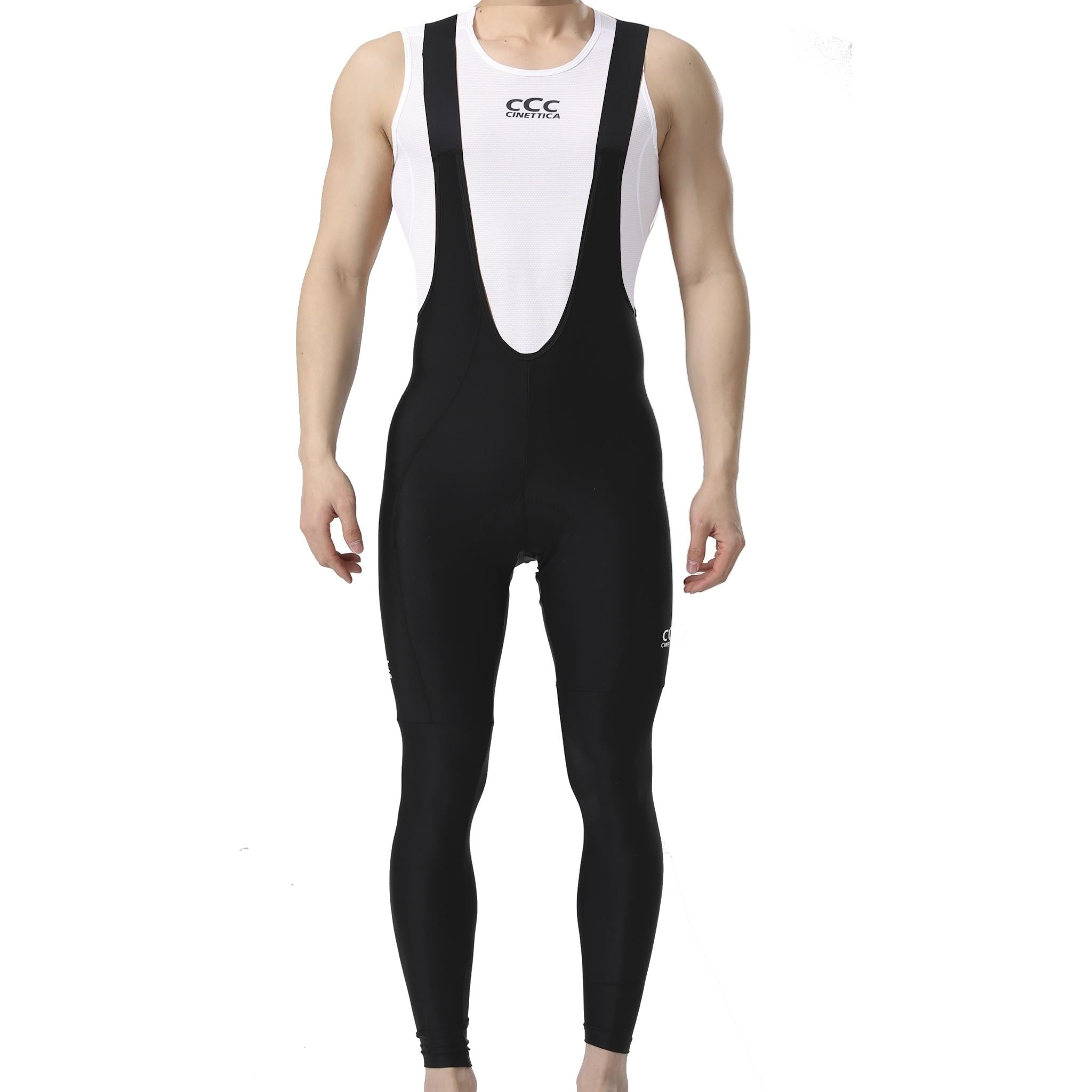 Black Cinettica Ariston long bibknicks on a mannequin, featuring a sleek design and comfortable fit.