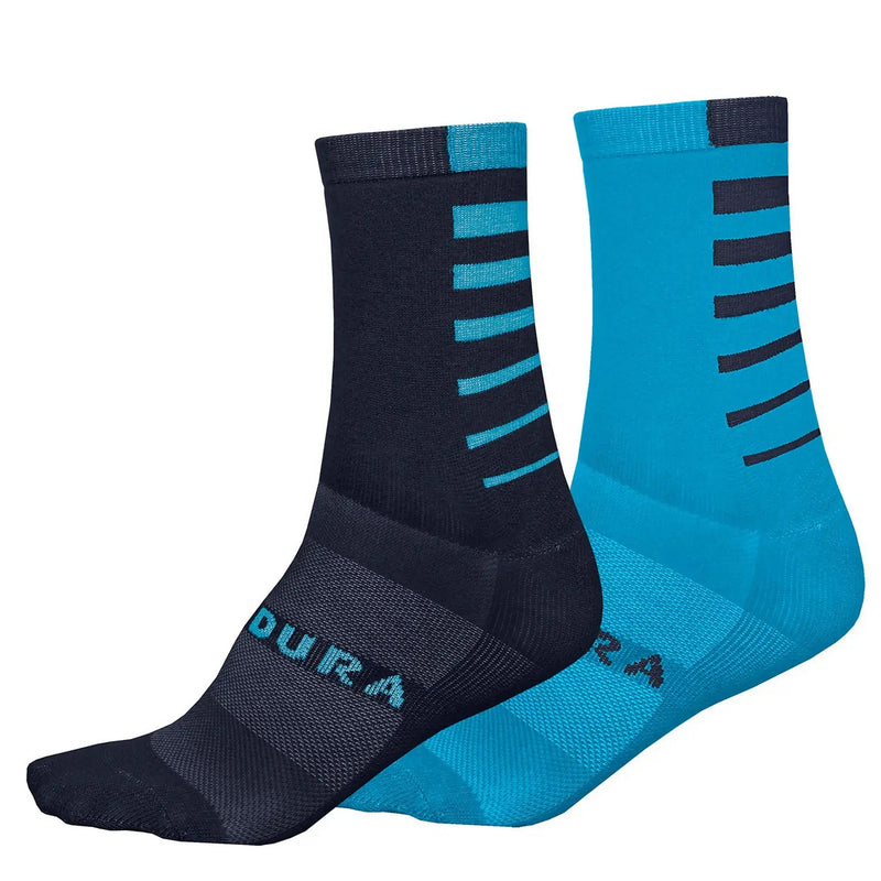Endura Coolmax Stripe Socks Electric Blue (Twin Pack)