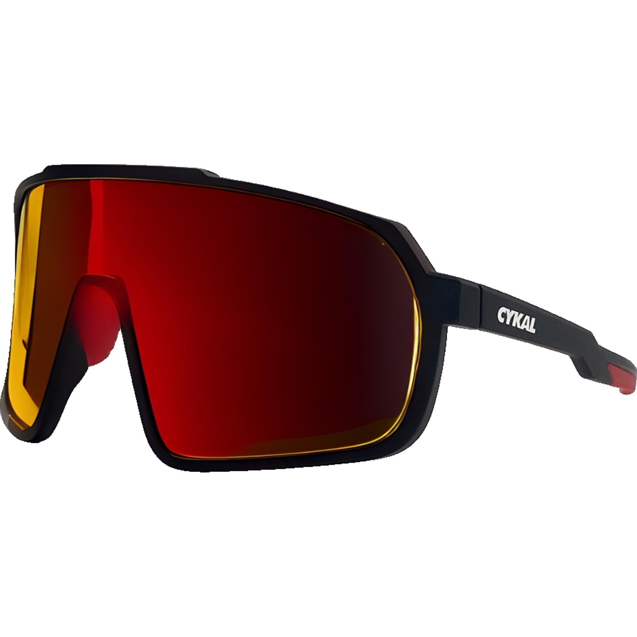 Cykal Descender Sunglasses Matte Black - Red Flash Lens