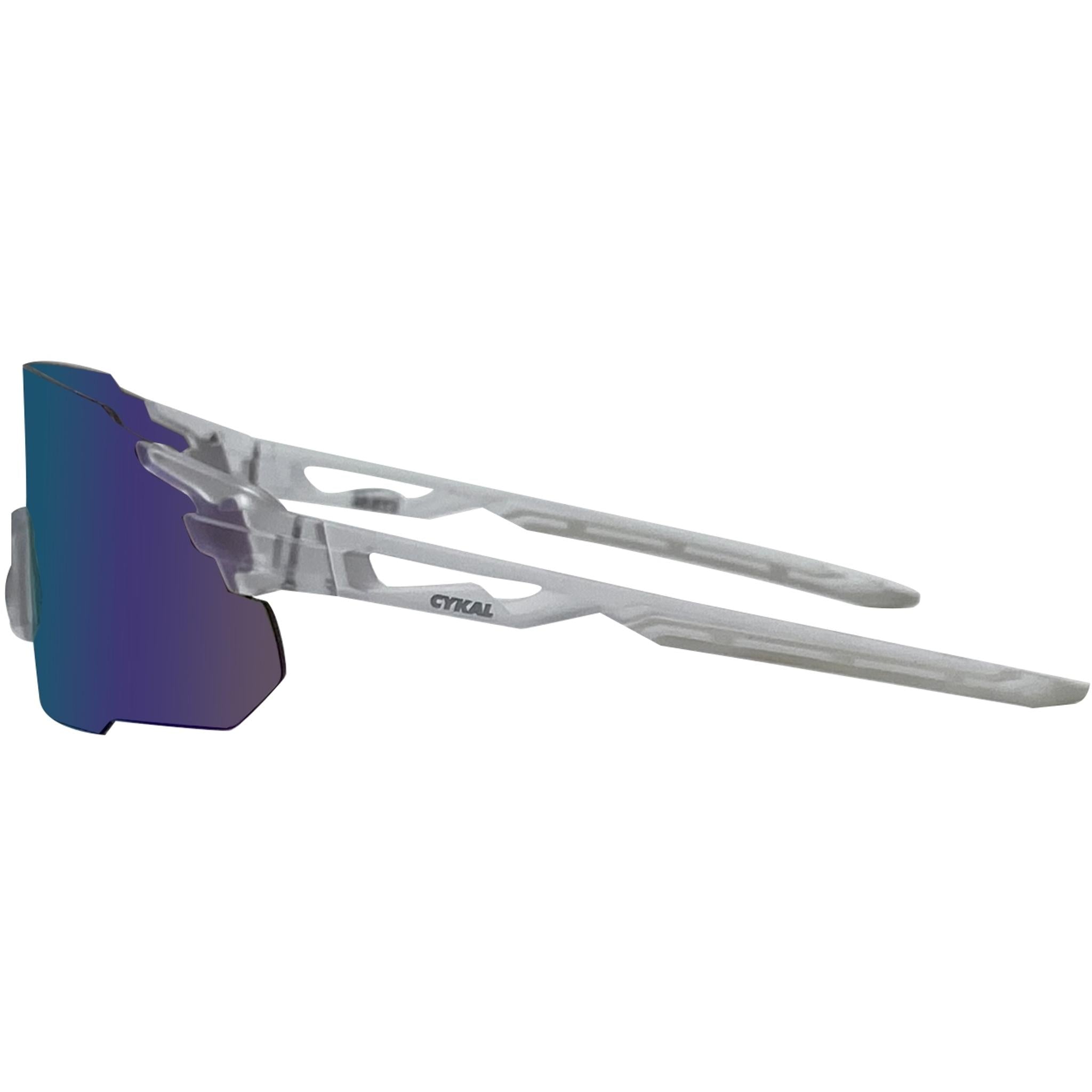 Cykal Kick Sunglasses Matte Clear - Blue Flash Lens
