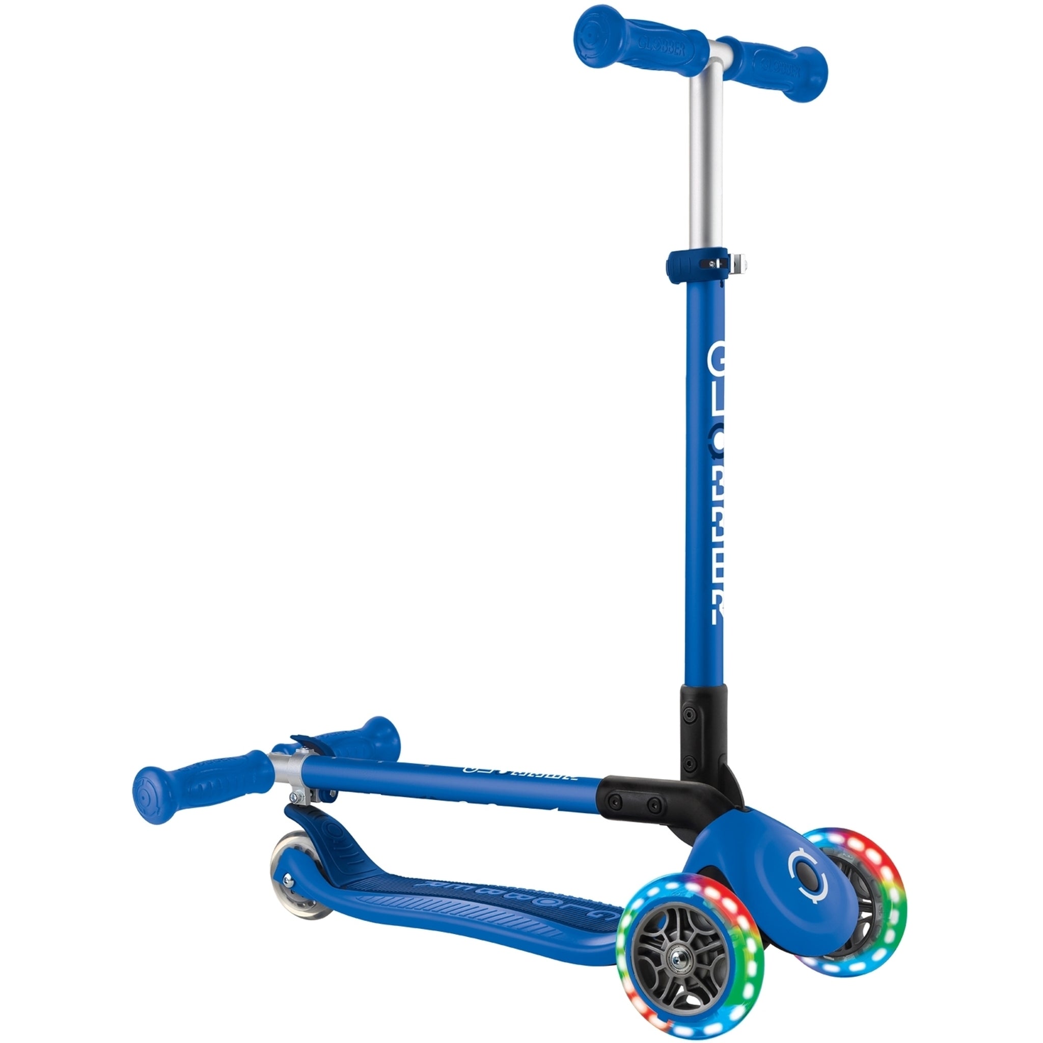 Globber Primo Foldable Lights Kids Scooter Navy Blue