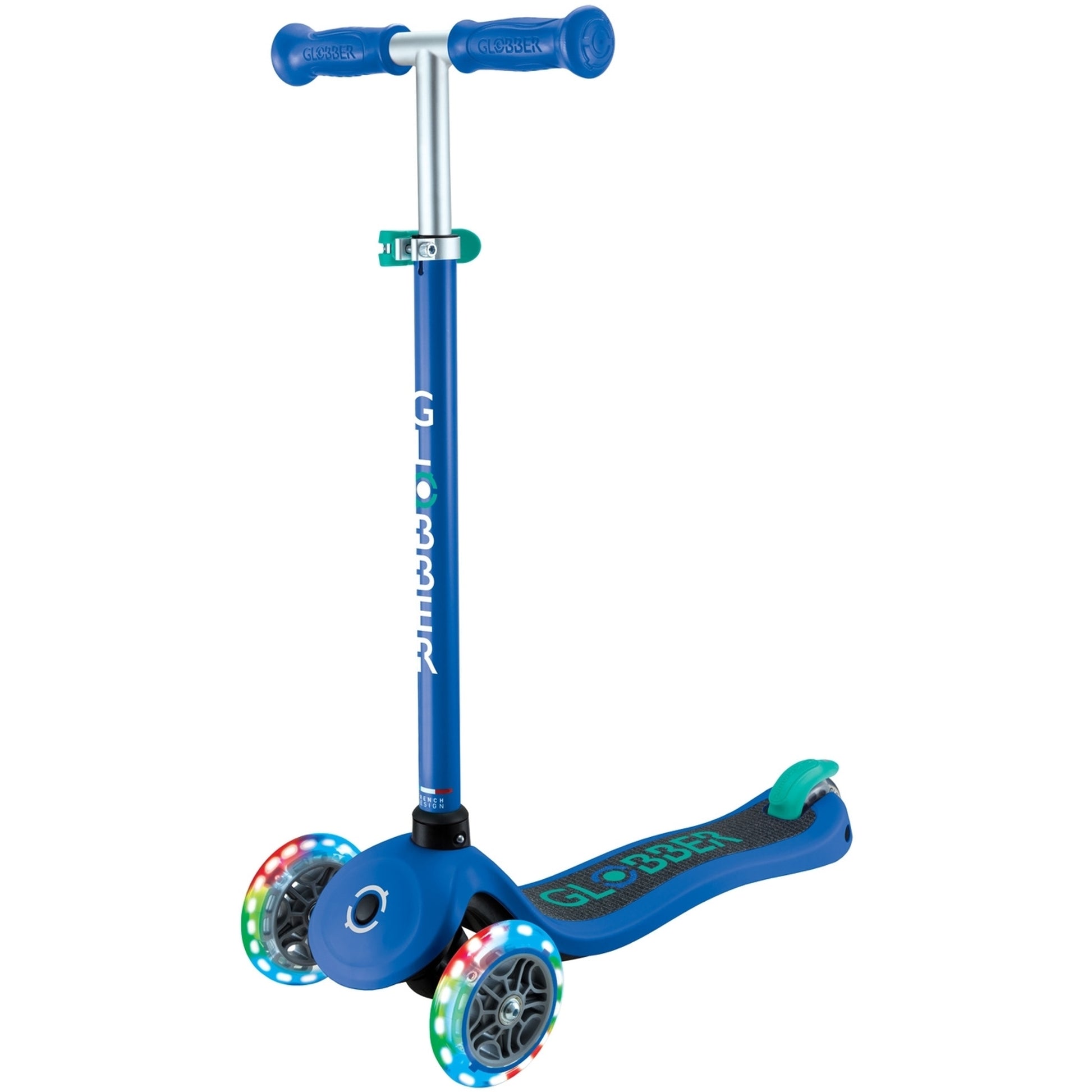 Globber Primo V2 Scooter With Lights And Griptape Navy Blue/Emerald Green