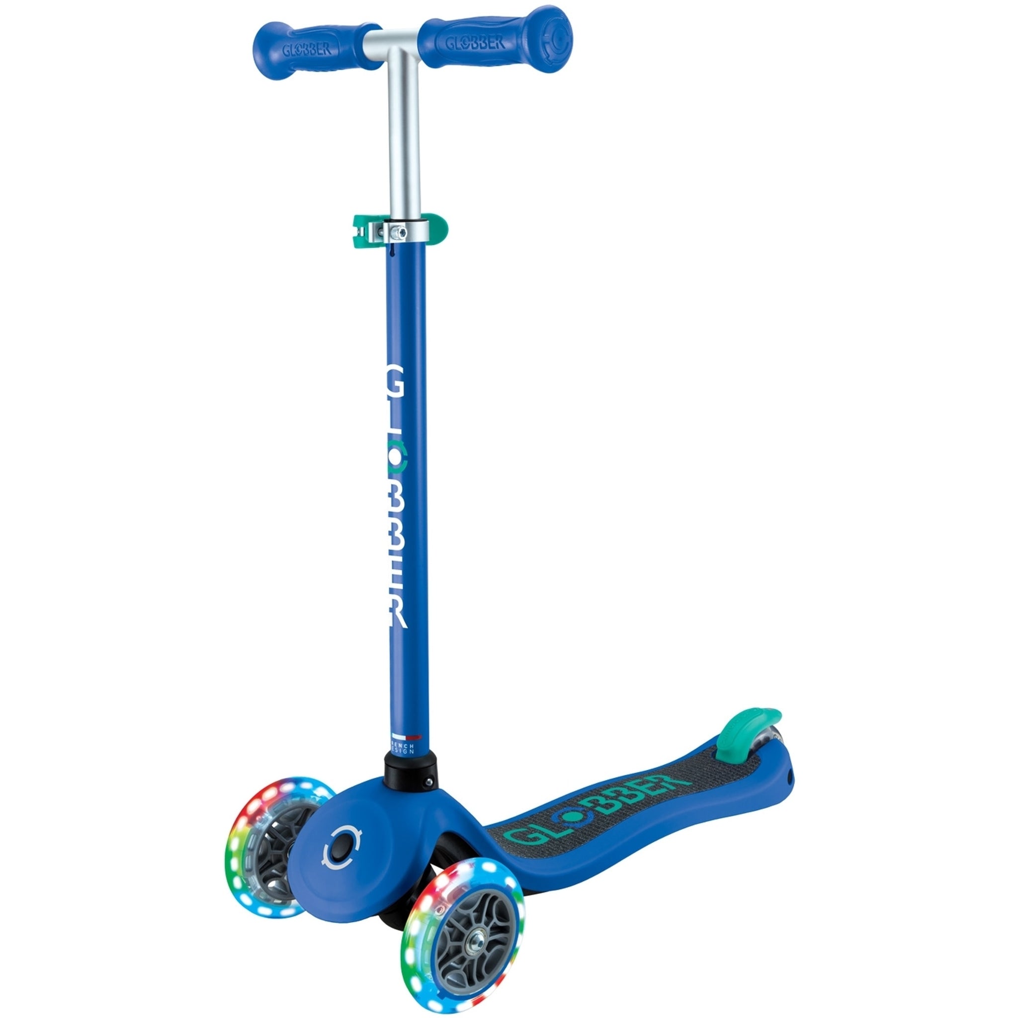 Globber Primo V2 Scooter With Lights And Griptape Navy Blue/Emerald Green
