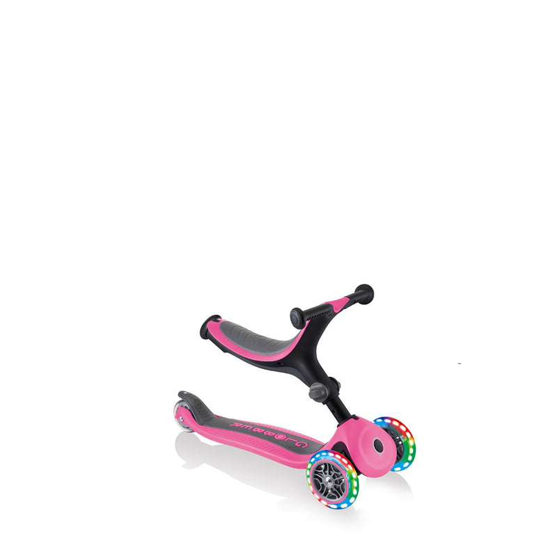 Globber Go Up Foldable Plus Lights 3 Wheel Kids Scooter Pink (Light Up Wheels)