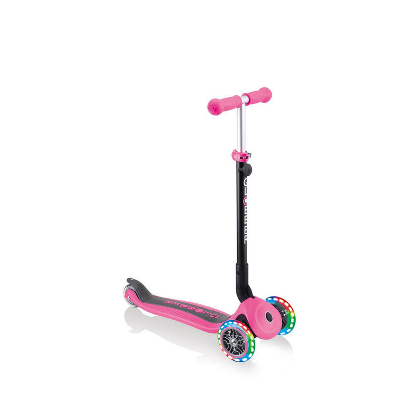 Globber Go Up Foldable Plus Lights 3 Wheel Kids Scooter Pink (Light Up Wheels)