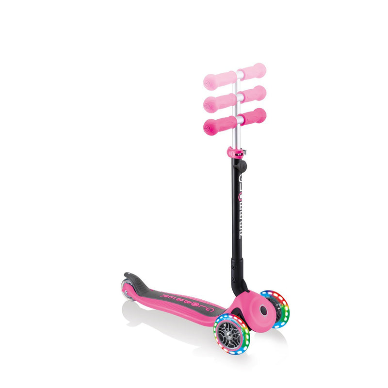 Globber Go Up Foldable Plus Lights 3 Wheel Kids Scooter Pink (Light Up Wheels)