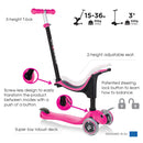 Globber Kids Go Up Sporty Convertible Scooter Deep Pink