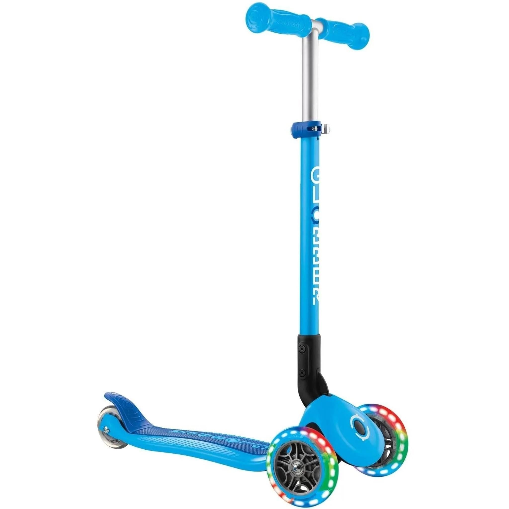 Globber Primo Foldable Scooter with Light Up Wheels Sky Blue/Navy Blue