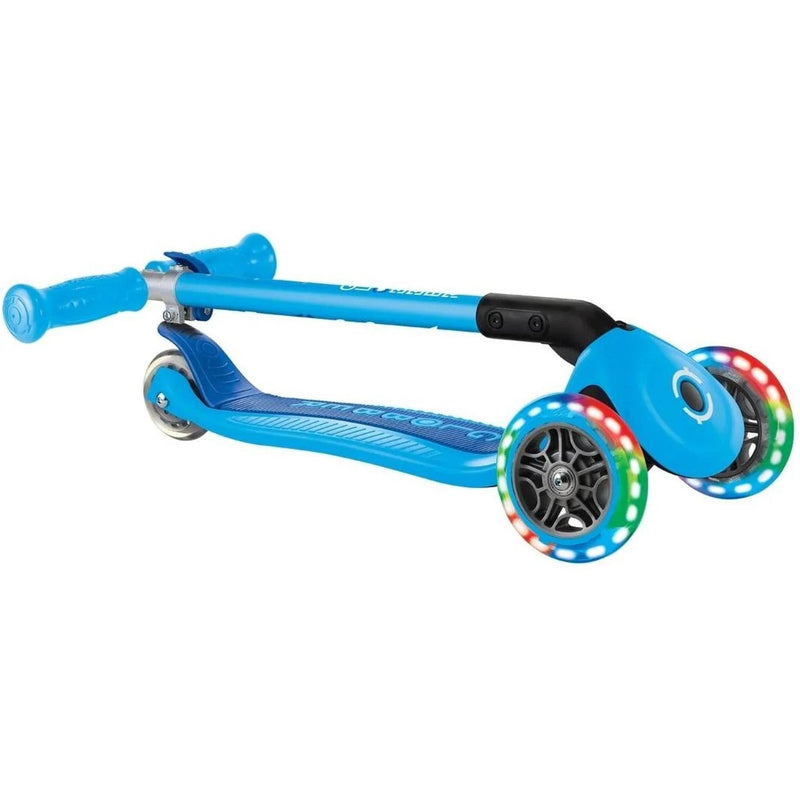 Globber Primo Foldable Scooter with Light Up Wheels Sky Blue/Navy Blue
