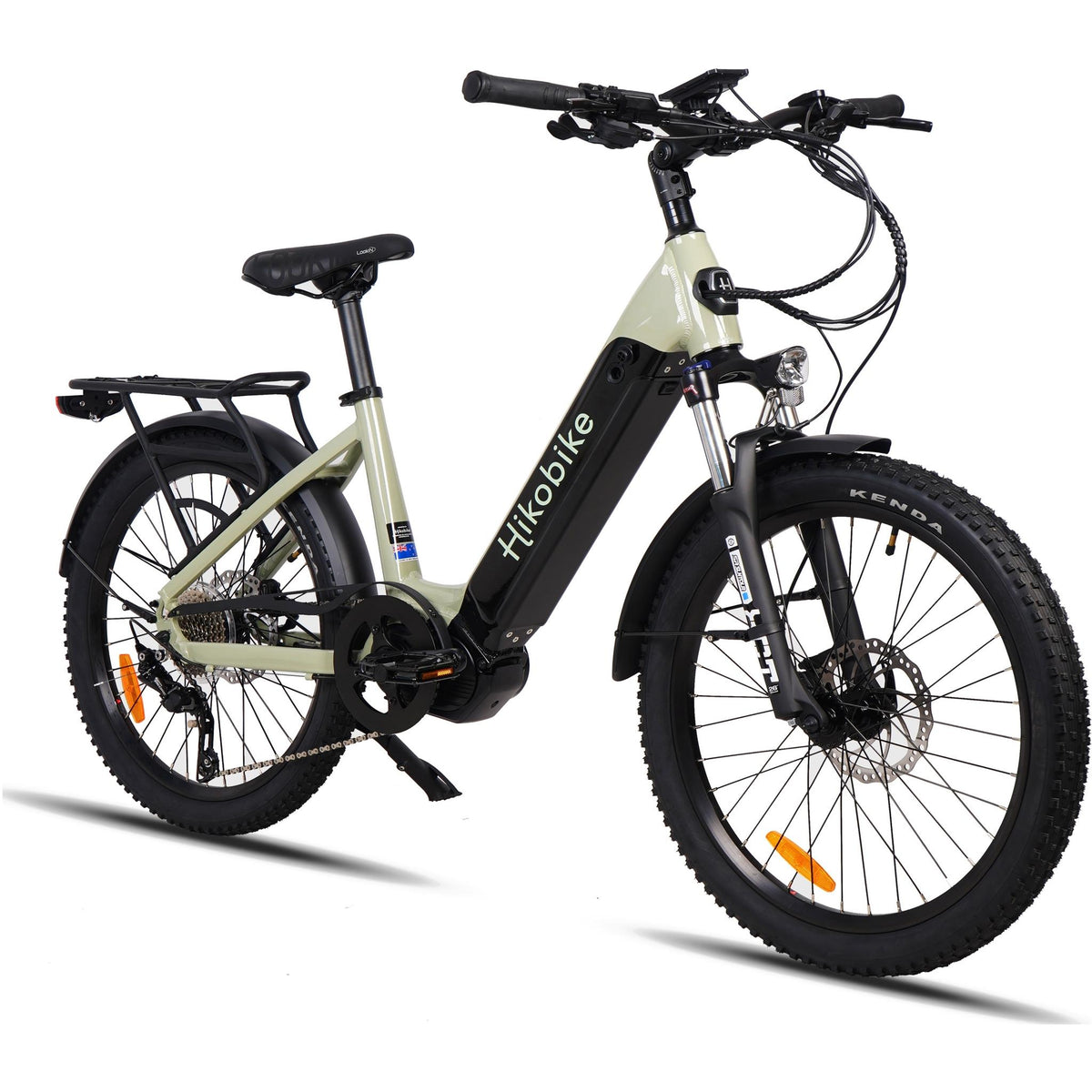 Hiko Swift 24" Electric Hybrid Bike 720Wh Battery Light Grey/Green