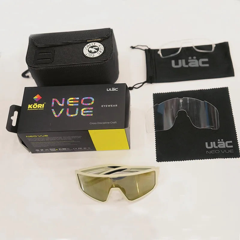 ULAC Neo Vue Luft Sunglasses Off White/Champion Gold + Clear Lens