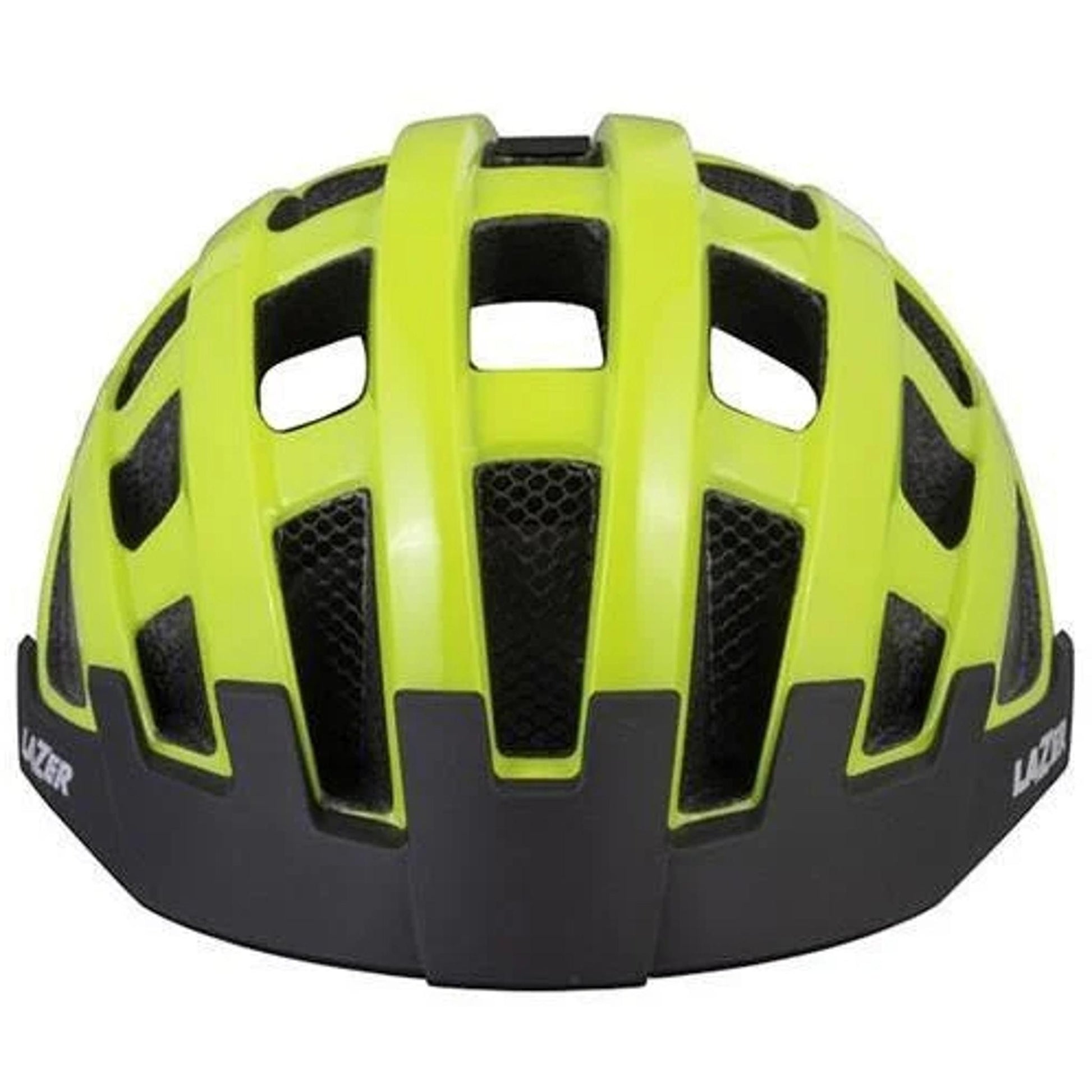 Lazer Compact Helmet in flash yellow with a black lower shell and multiple ventilation vents.