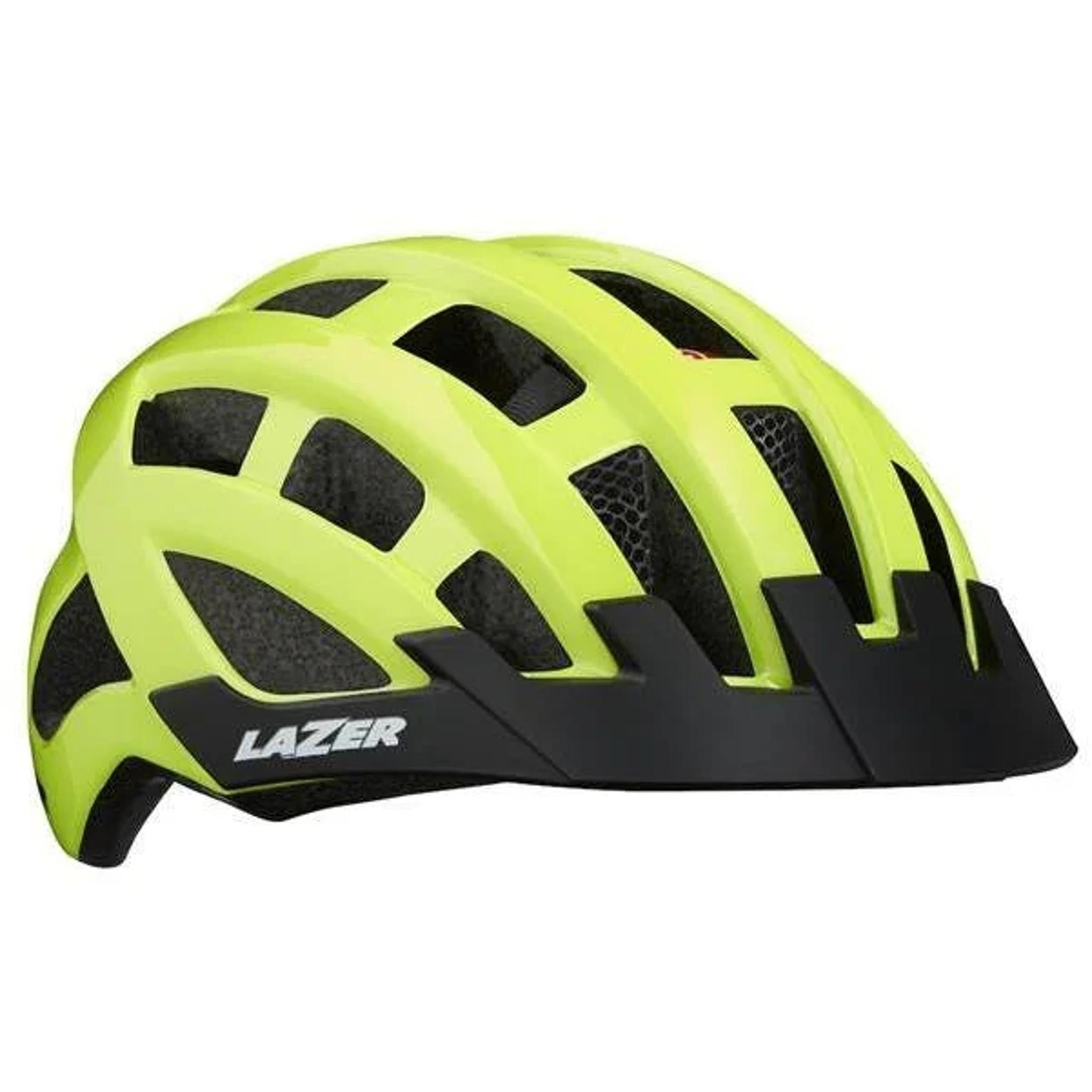 Lazer Compact Helmet in flash yellow with a black visor and multiple ventilation vents.