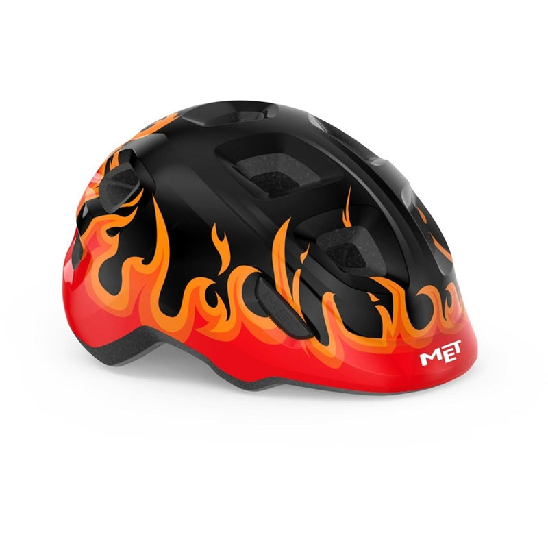 MET Hooray Kids Helmet Black Flames SM 46-52cm