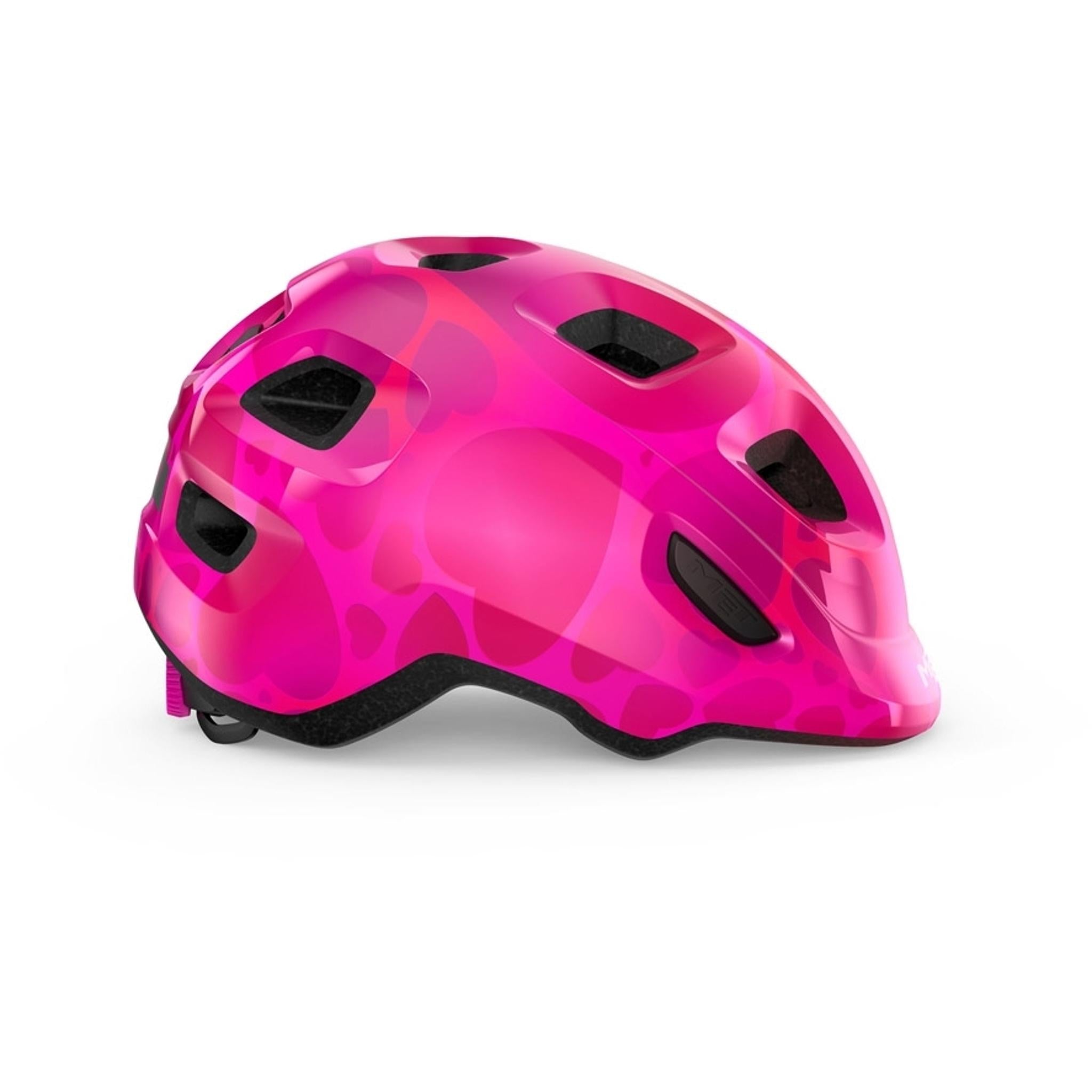 MET Hooray Kids Helmet Pink Hearts SM 46-52cm