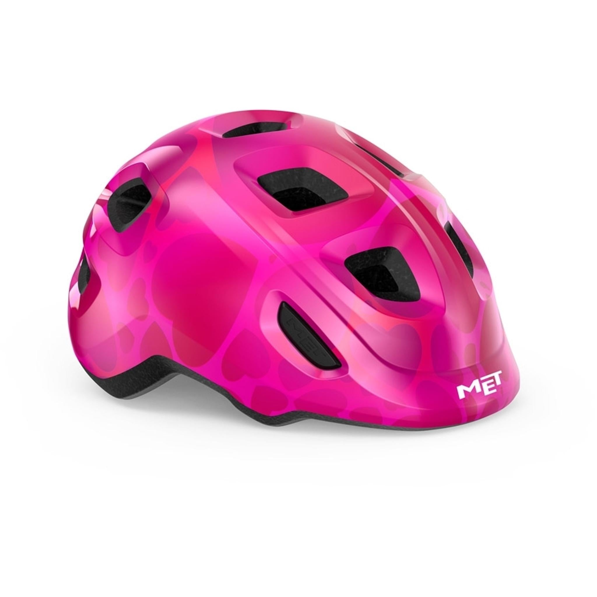 MET Hooray Kids Helmet Pink Hearts SM 46-52cm