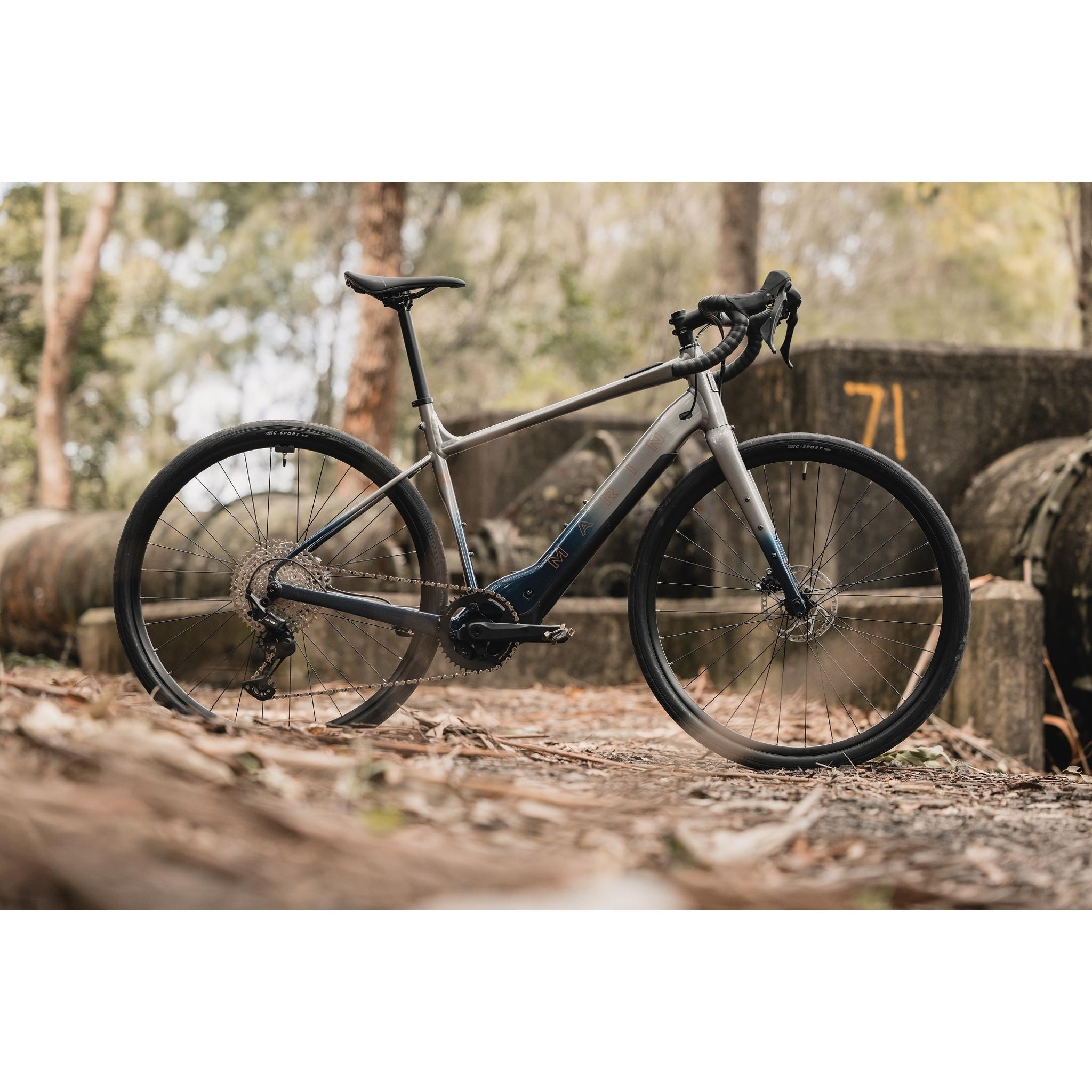 Marin Lombard E1 Electric Gravel Bike Blue Tan