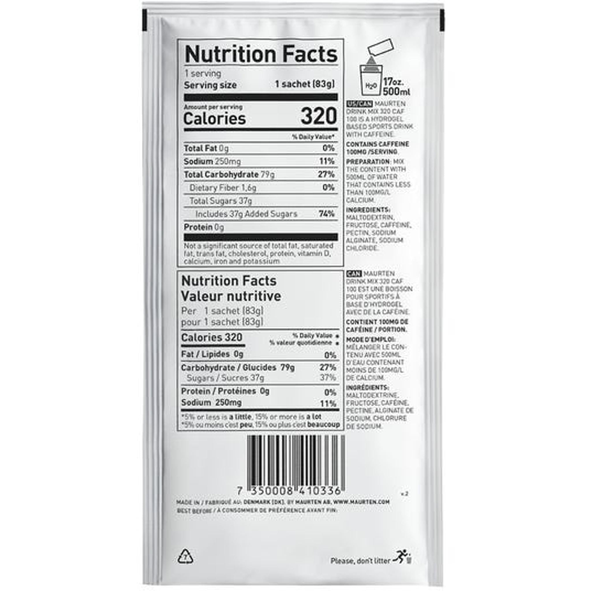 Maurten Drink Mix 320 Caf 100 Caffeinated Hydration Mix 83g Sachet