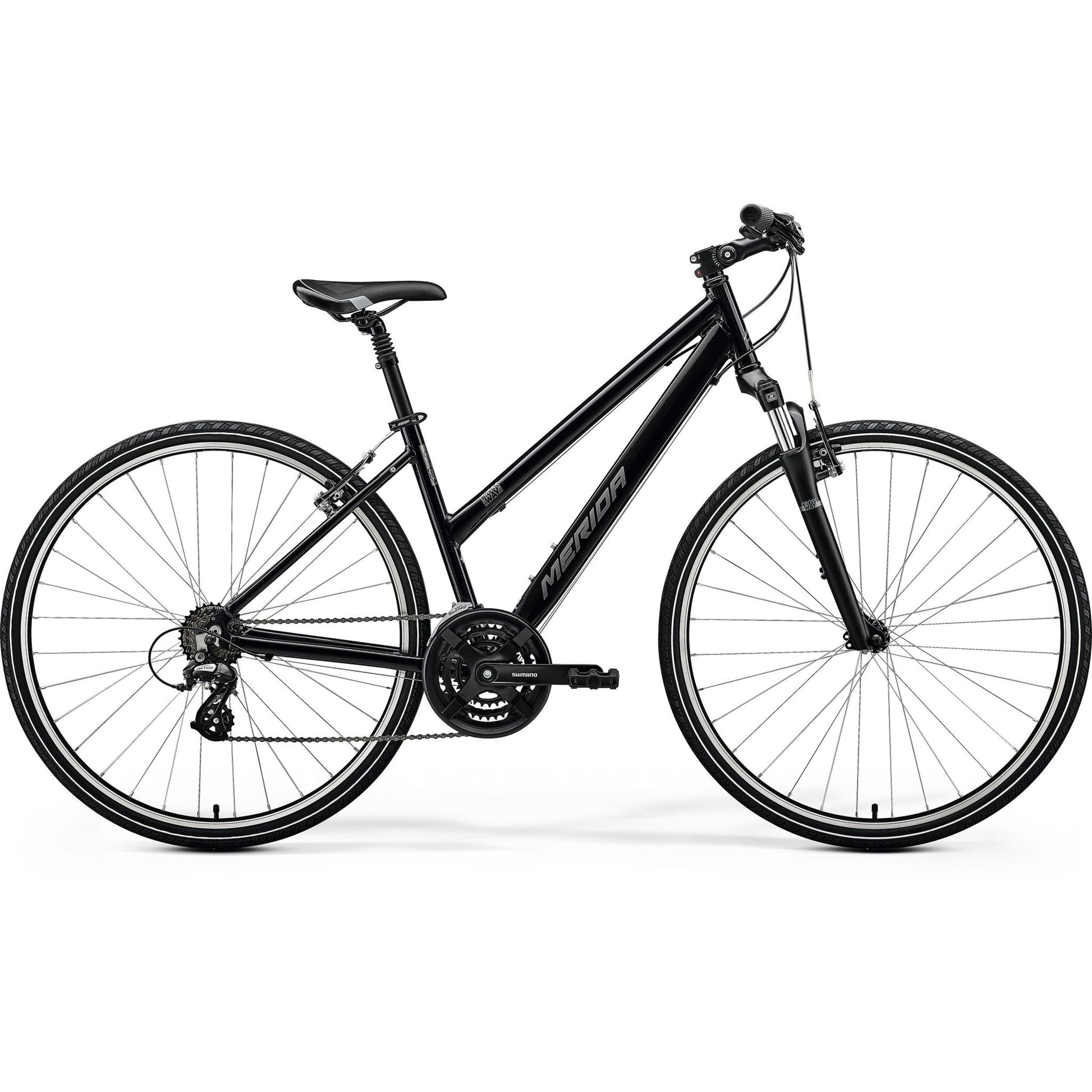 Merida Crossway 10-V L Womens Hybrid Bike Black/Silver