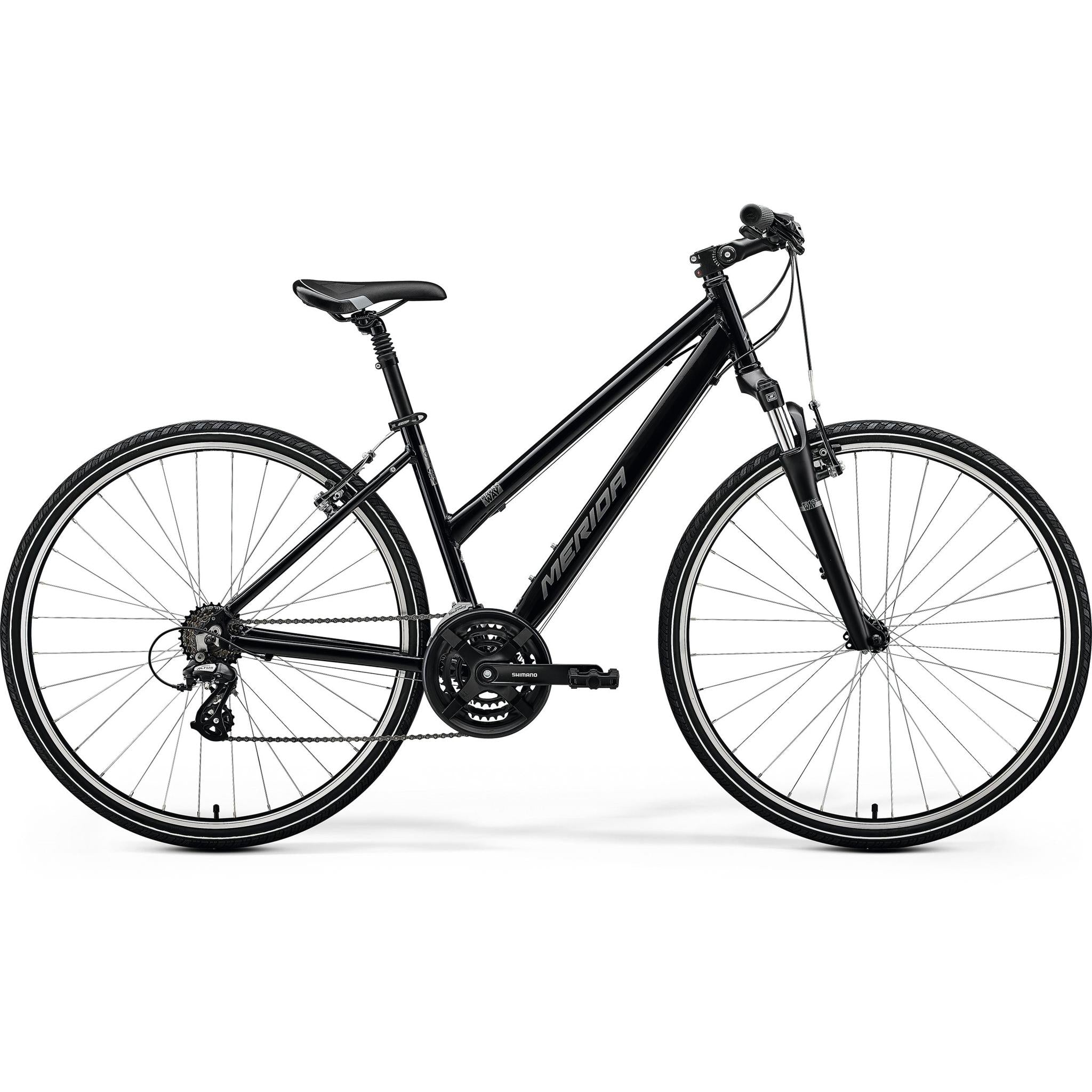 Merida Crossway 10-V L Womens Hybrid Bike Black/Silver