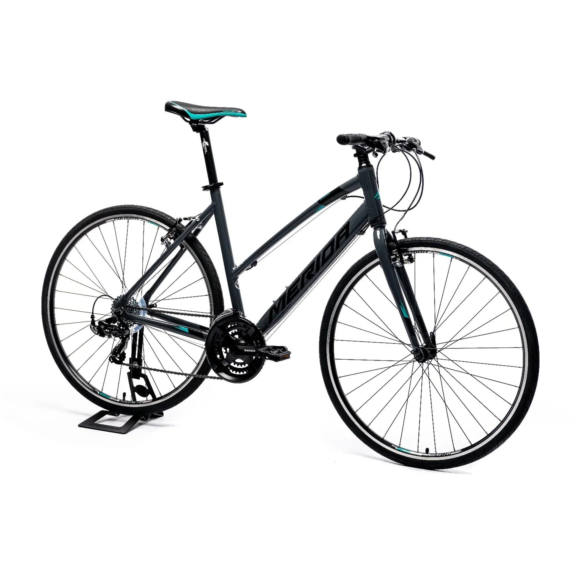 Merida Speeder 10-V W Womens Flat Bar Road Bike Glossy Grey/Black/Teal