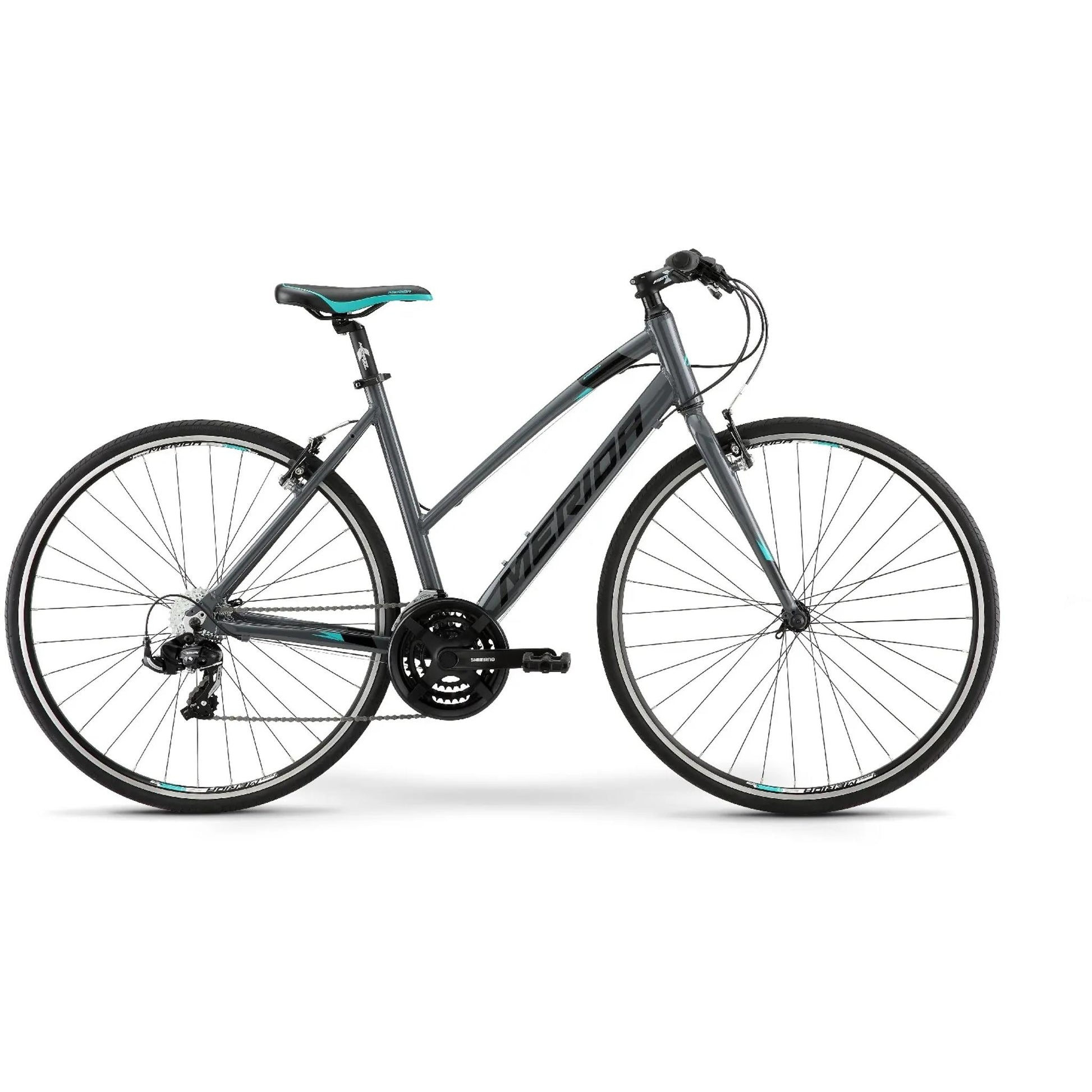 Merida Speeder 10-V W Womens Flat Bar Road Bike Glossy Grey/Black/Teal