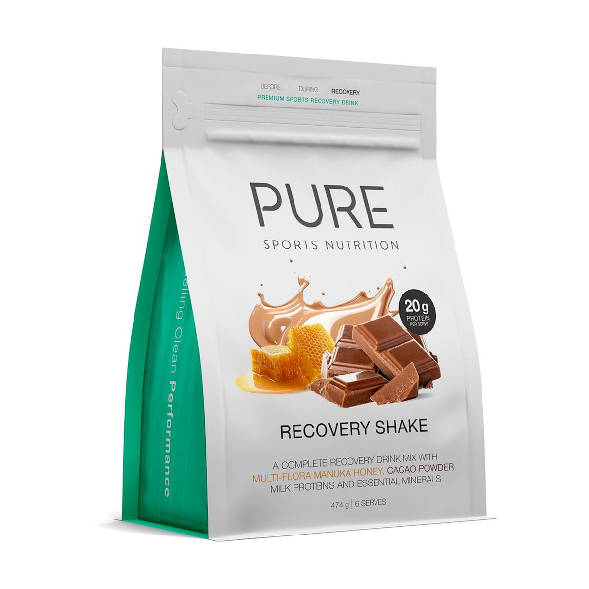 PURE Recovery Shake Pouch 475g Cacao and Honey – 99bikes.co.nz