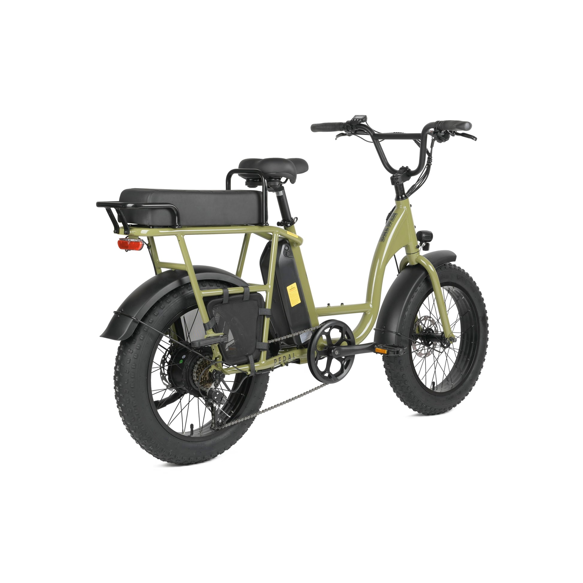 Pedal Brewer Electric Fat Tyre Cruiser Bike Dark Green 560Wh Battery