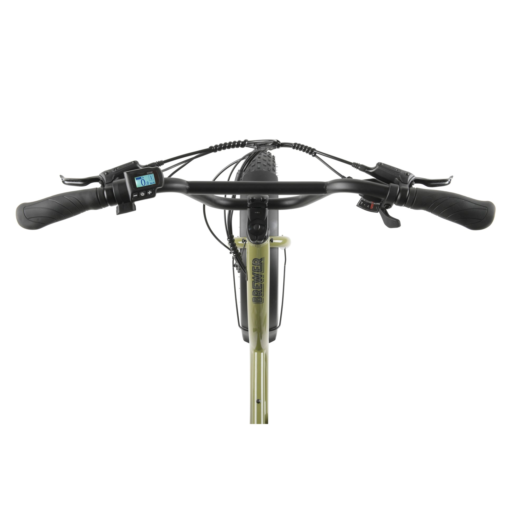 Pedal Brewer Electric Fat Tyre Cruiser Bike Dark Green 560Wh Battery