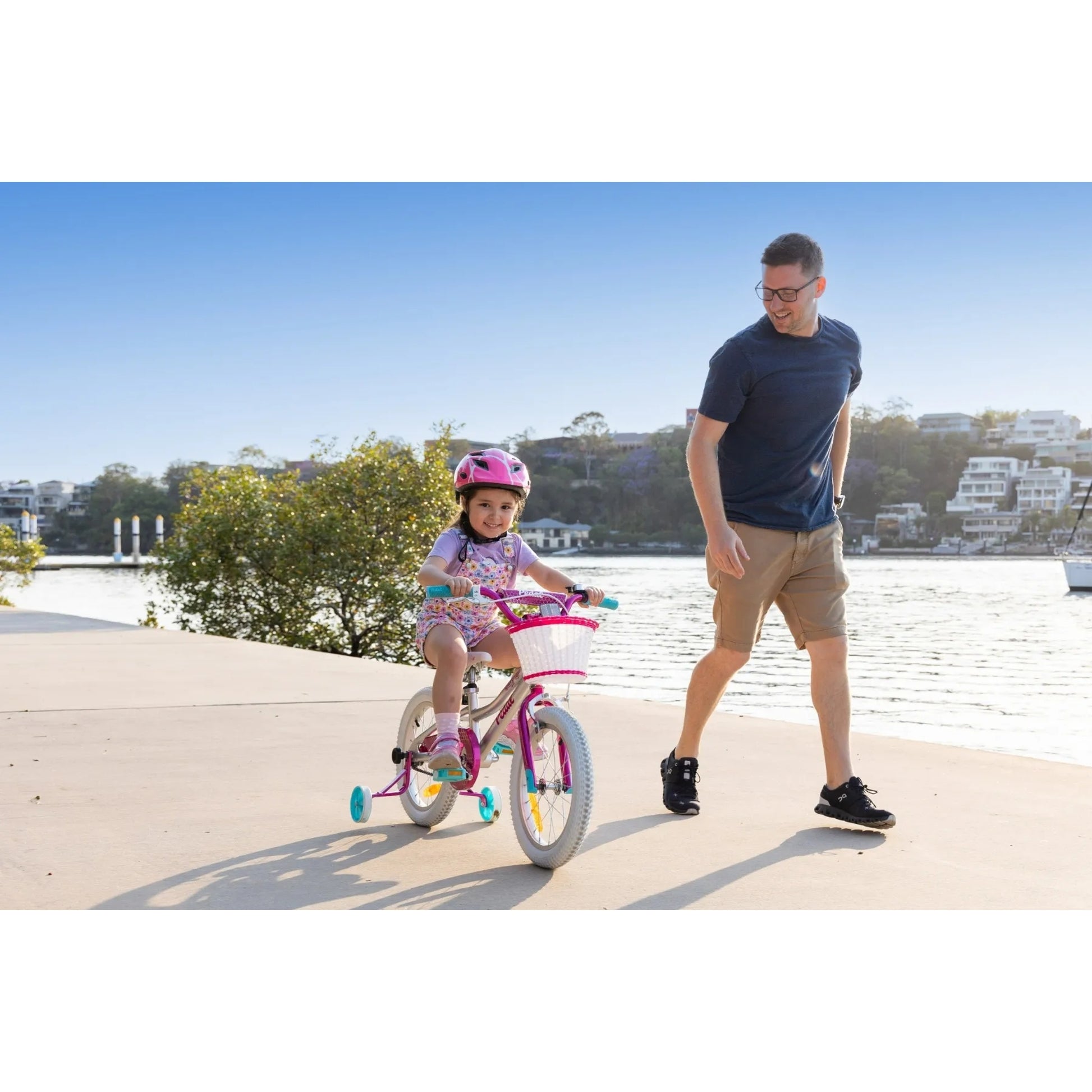 Pedal Buzz 16" Steel Kids Bike Silver/Pink/Blue