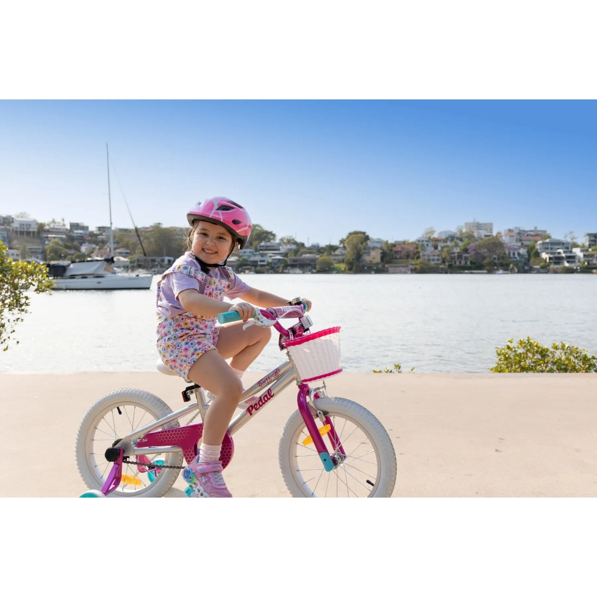 Pedal Buzz 16" Steel Kids Bike Silver/Pink/Blue