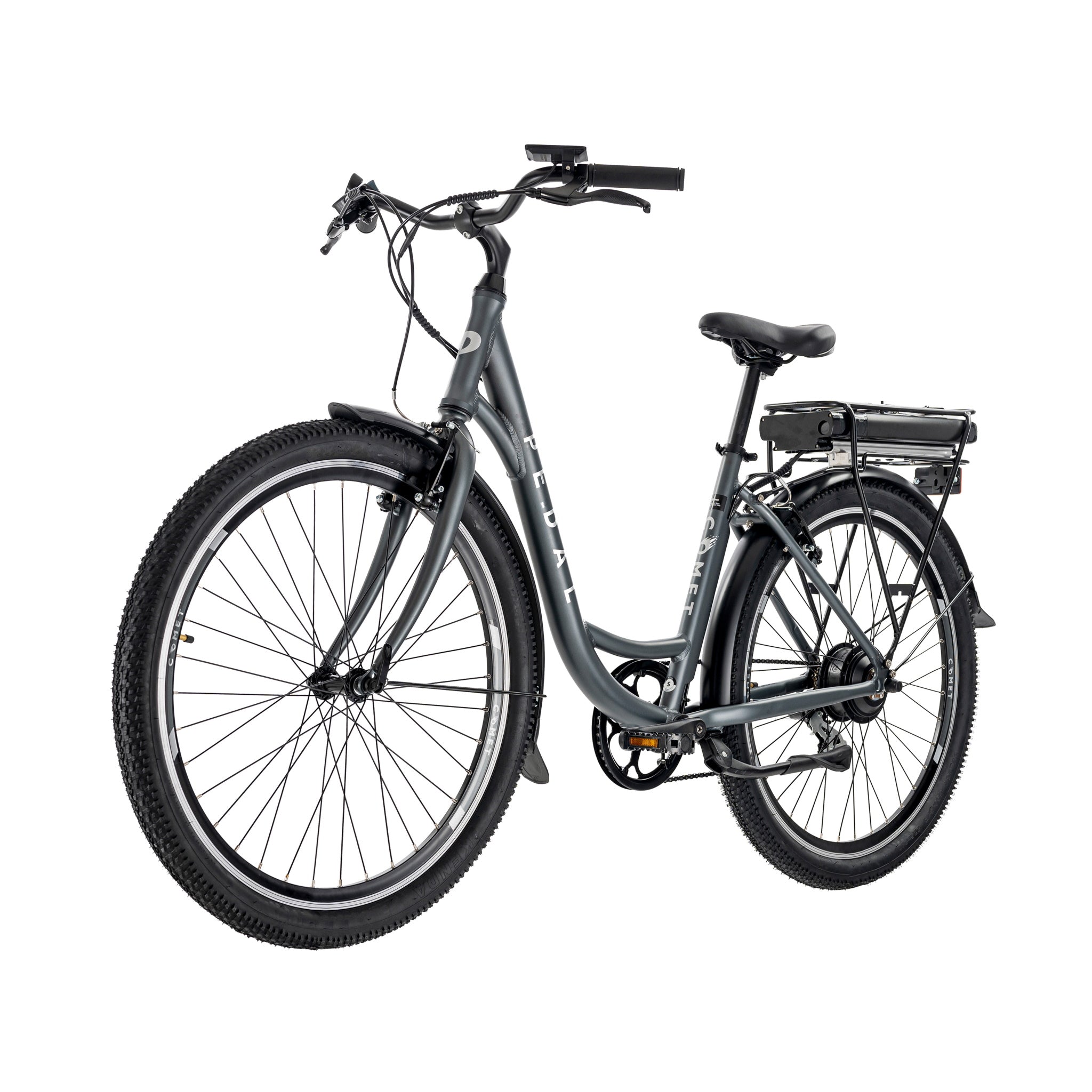 Pedal Comet Electric Cruiser Bike 374Wh battery Charcoal 99bikes