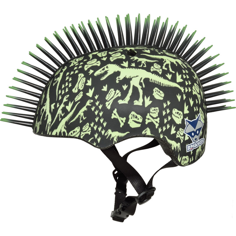 Raskullz T-Rex Bonez Mohawk Kids Helmet Black/Green