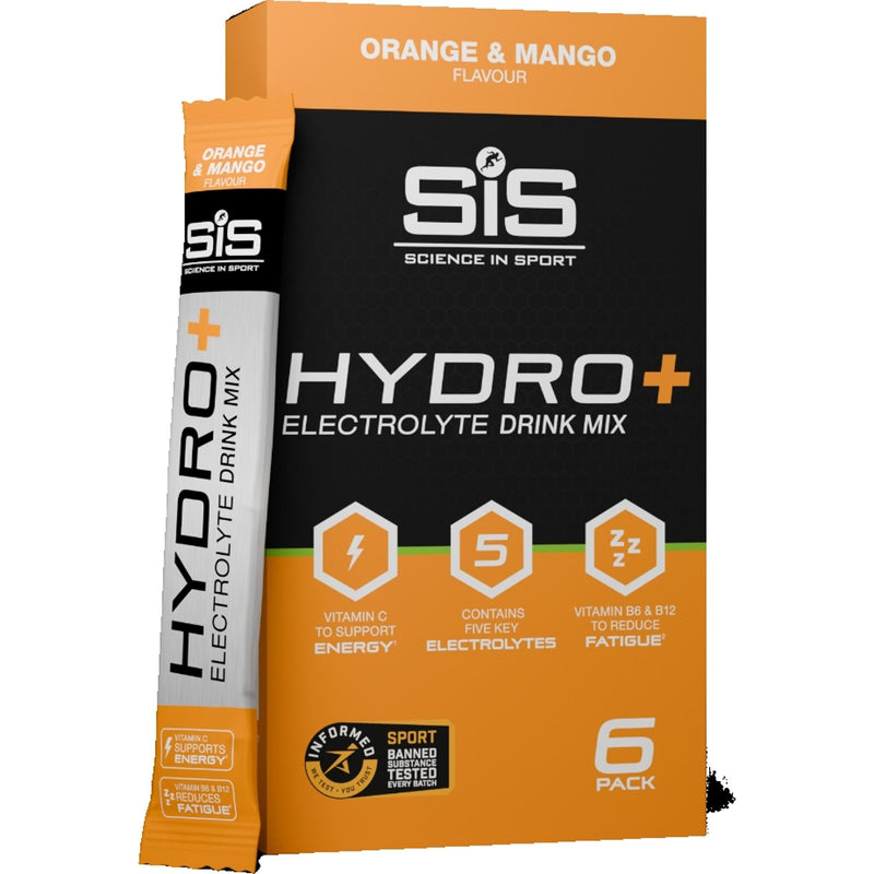 SIS Hydro+ Electrolyte Drink Mix 6 x 4.3g Sachets Orange + Mango