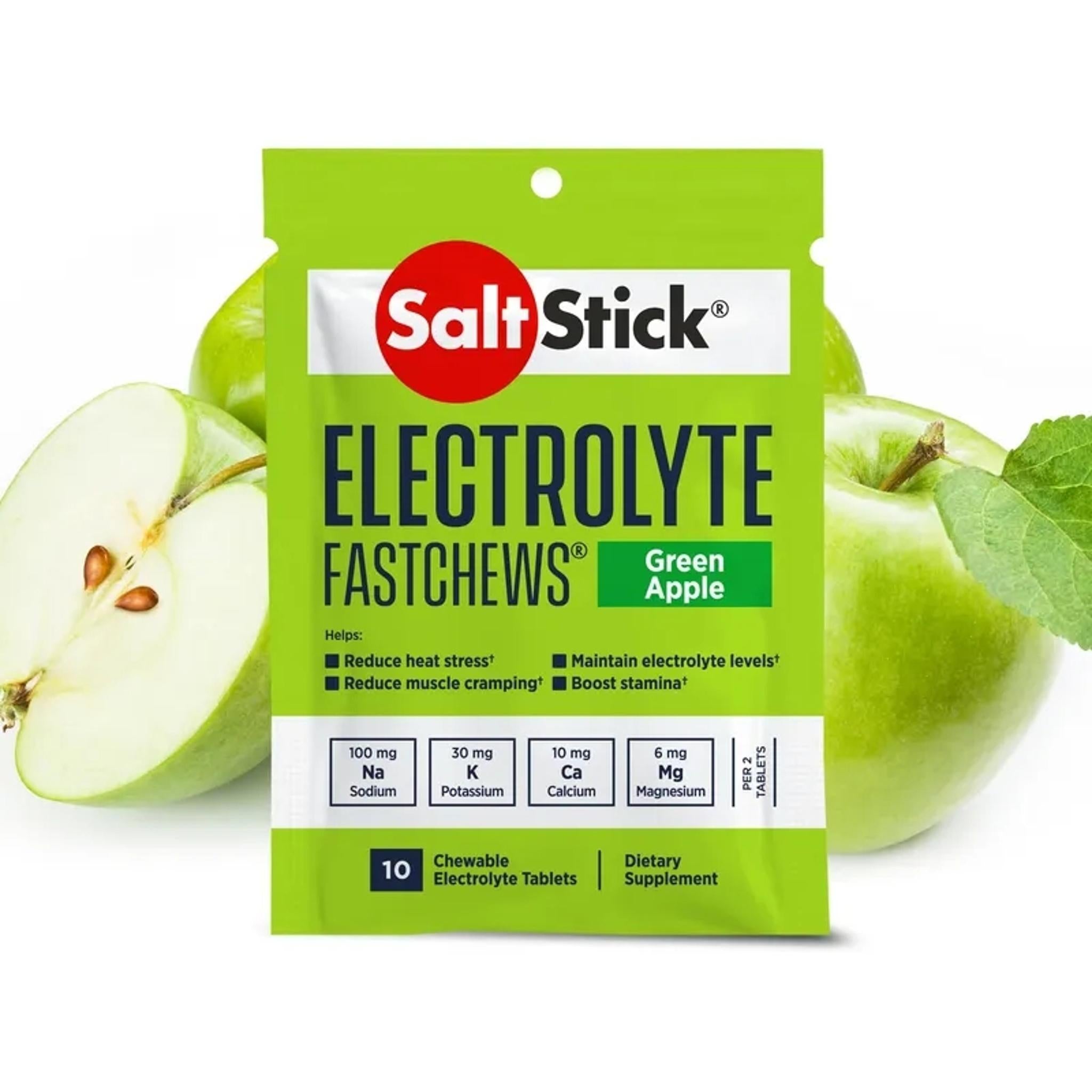 SaltStick FastChews Electrolyte Tablets Green Apple 10 Chews