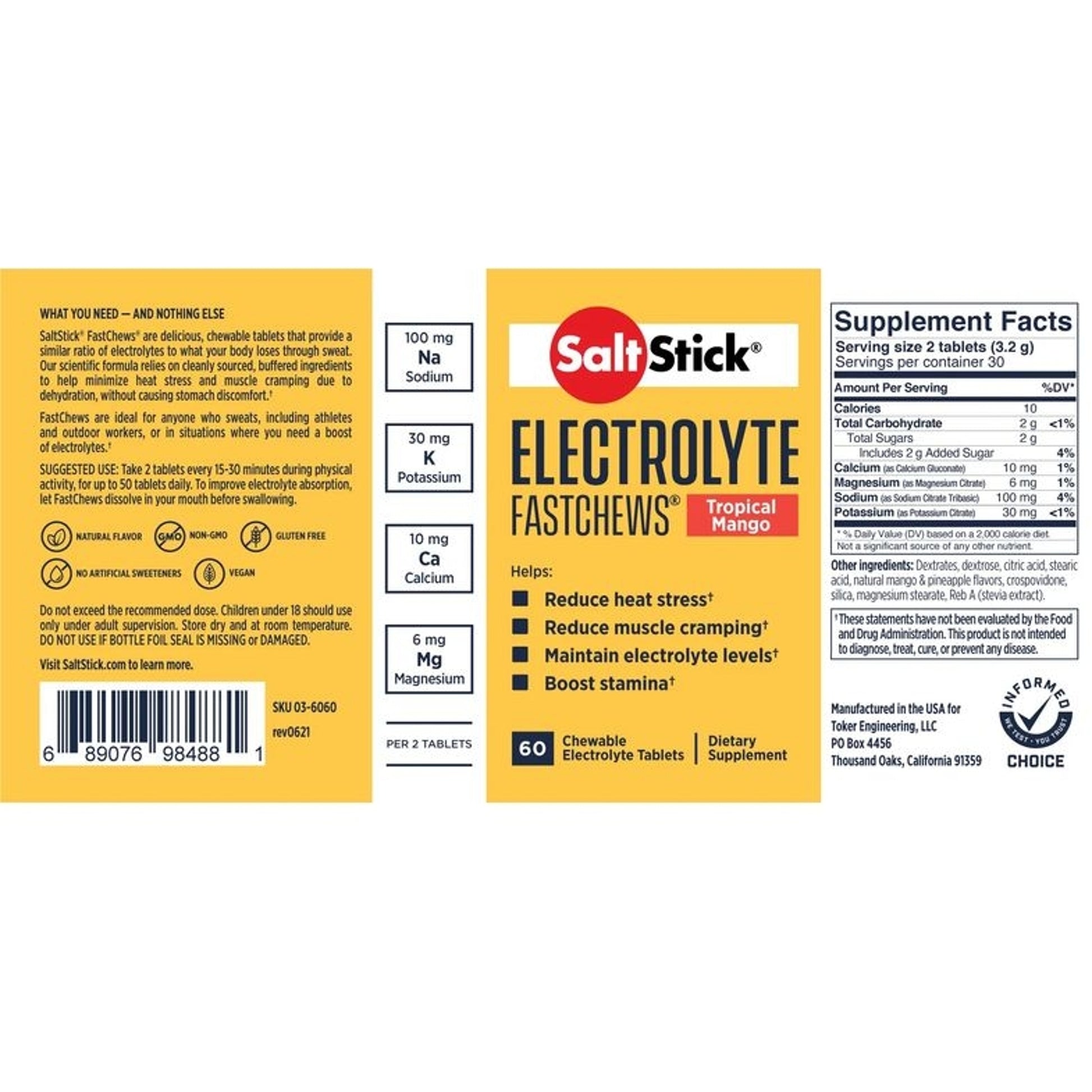 Saltstick FastChews Tropical Mango 10 Chews (12 packs)