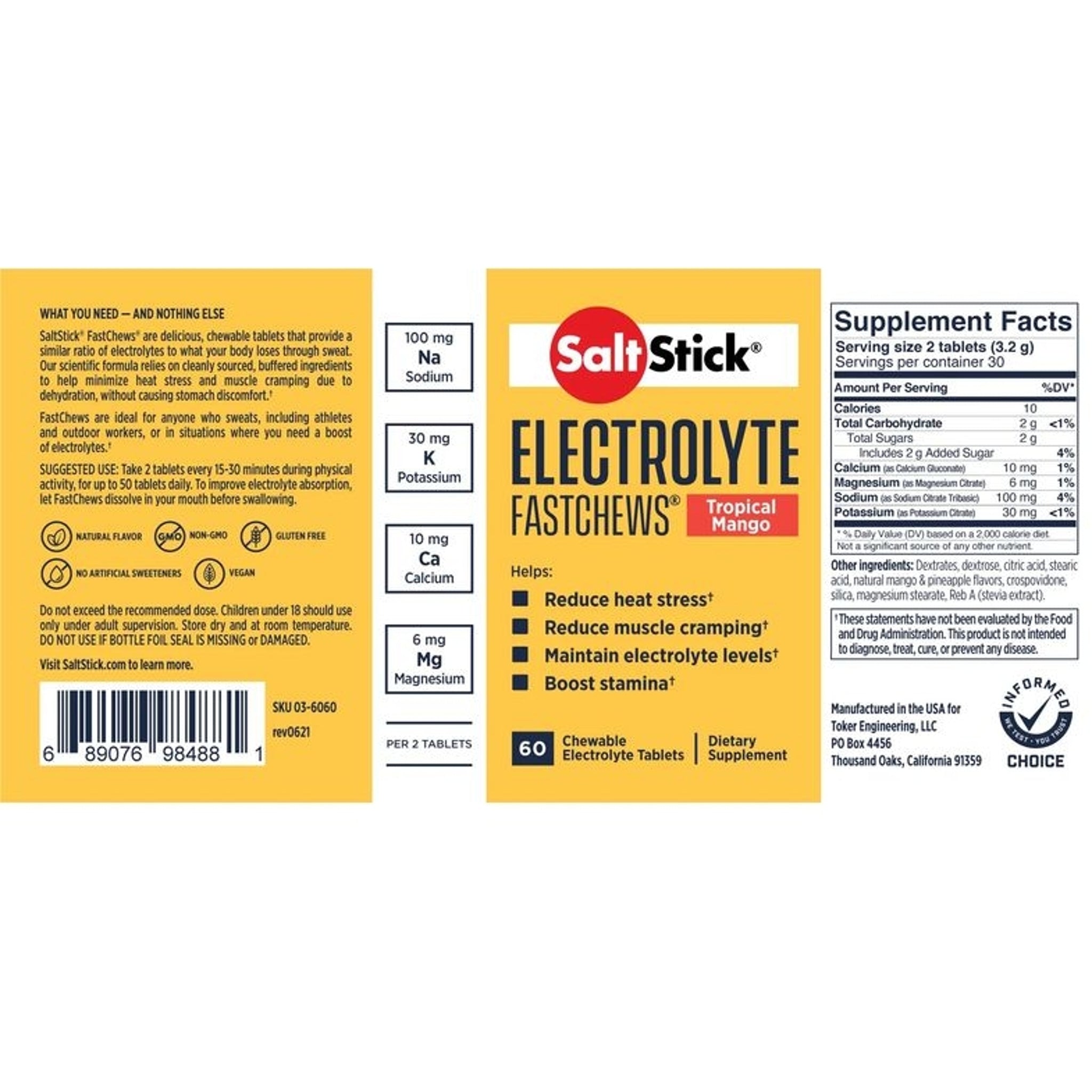 Saltstick FastChews Tropical Mango 10 Chews (12 packs)