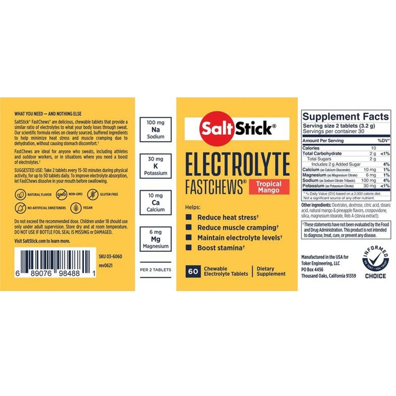 Saltstick FastChews Tropical Mango 10 Chews (12 packs)