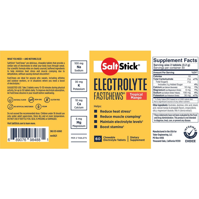 Saltstick FastChews Tropical Mango Bottle of 60 chews