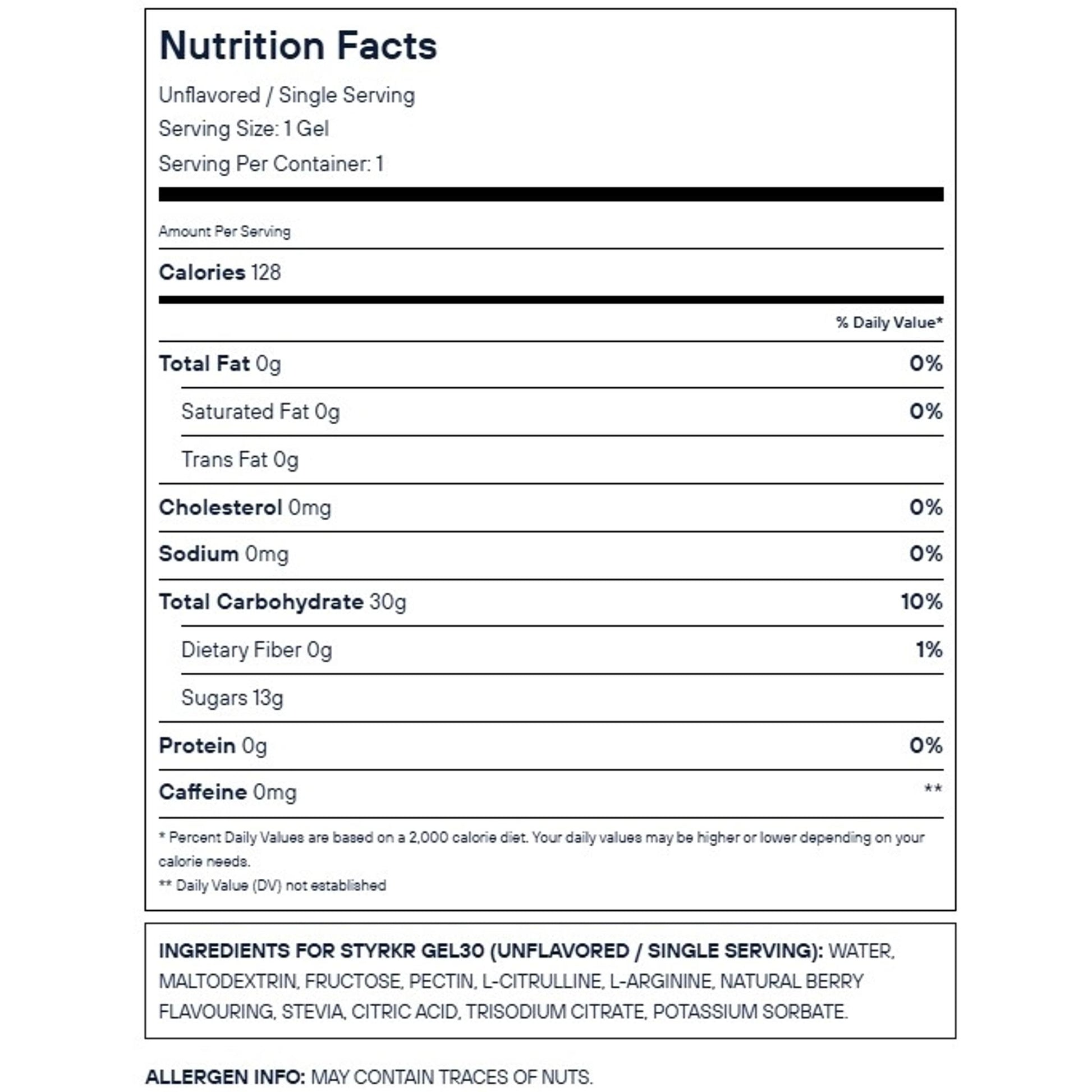 Styrkr GEL30 Citrulline Dual-Carb Energy Gel 72g Strawberry/Raspberry