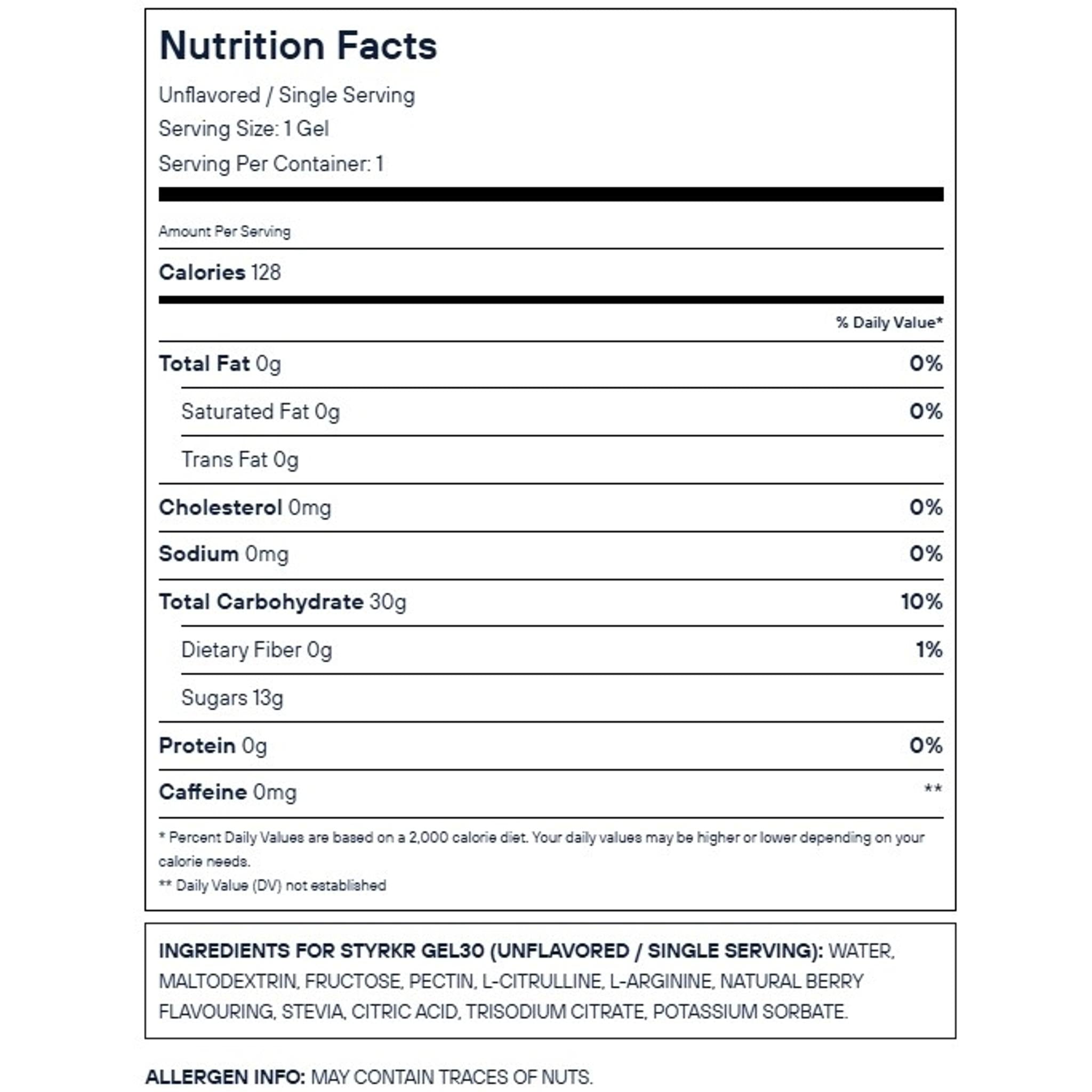 Styrkr GEL30 Citrulline Dual-Carb Energy Gel 72g Strawberry/Raspberry