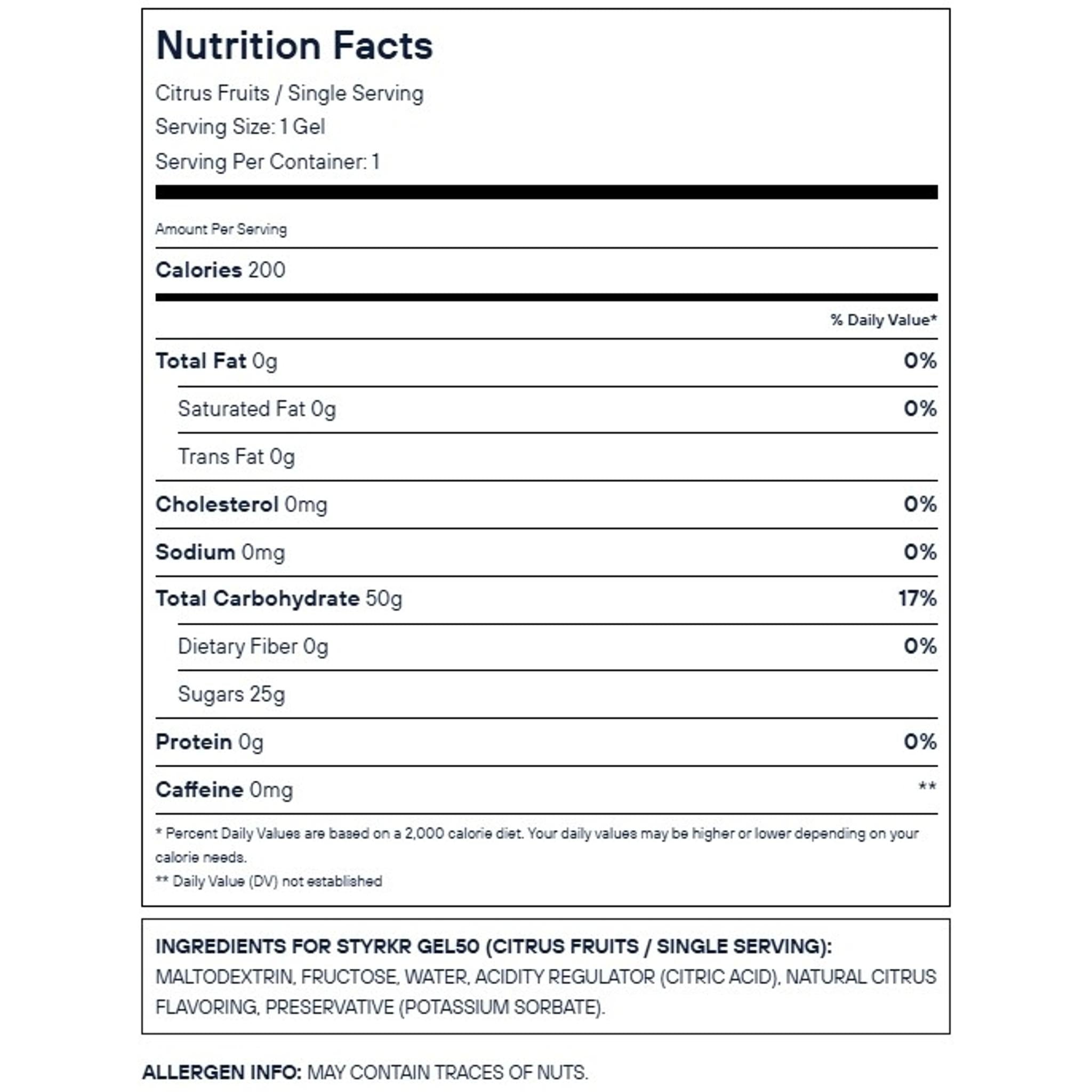 Styrkr GEL50 Dual-Carb Energy Gel 72g Citrus Fruits