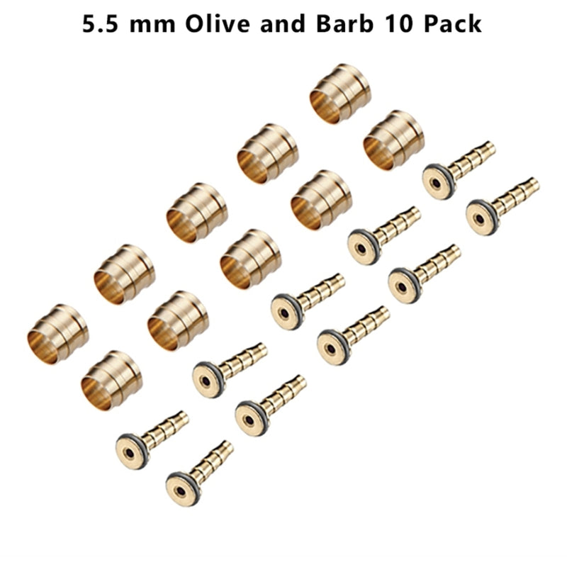 Tektro Brass Compression Ferrule Olive & Hose Barb Insert 10 Pack (Fits 5.5mm)
