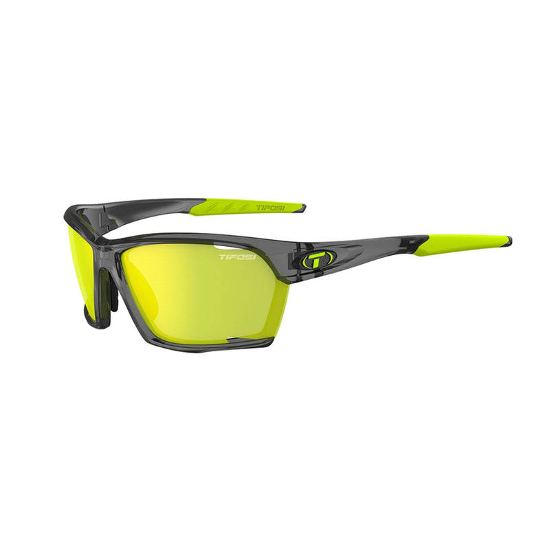 Tifosi Kilo Cycling Sunglasses Crystal Smoke/Clarion_ Yellow/AC Red/Clear Lens