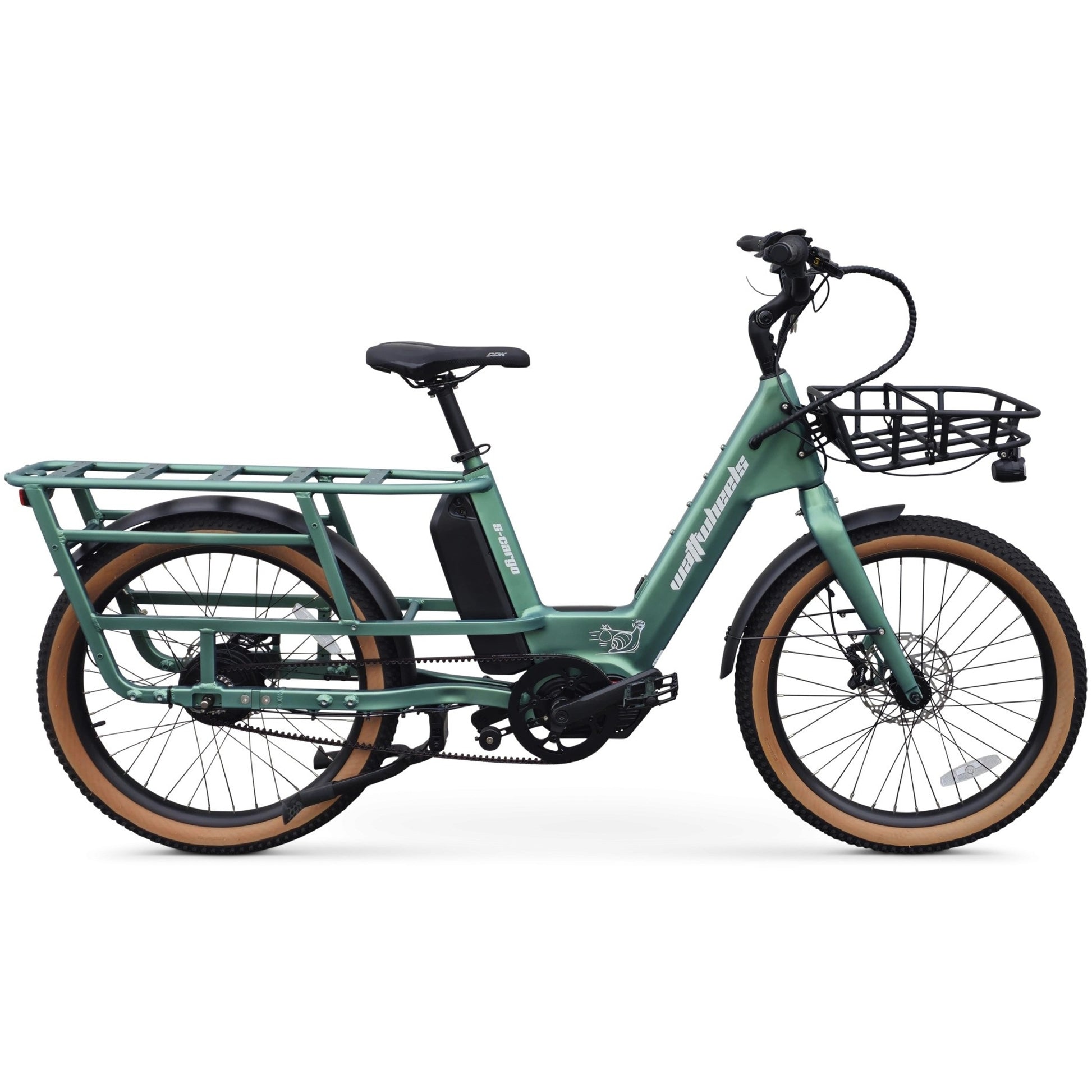 Wattwheels S-Cargo Electric Cargo Bike 672Wh Battery Fern Green