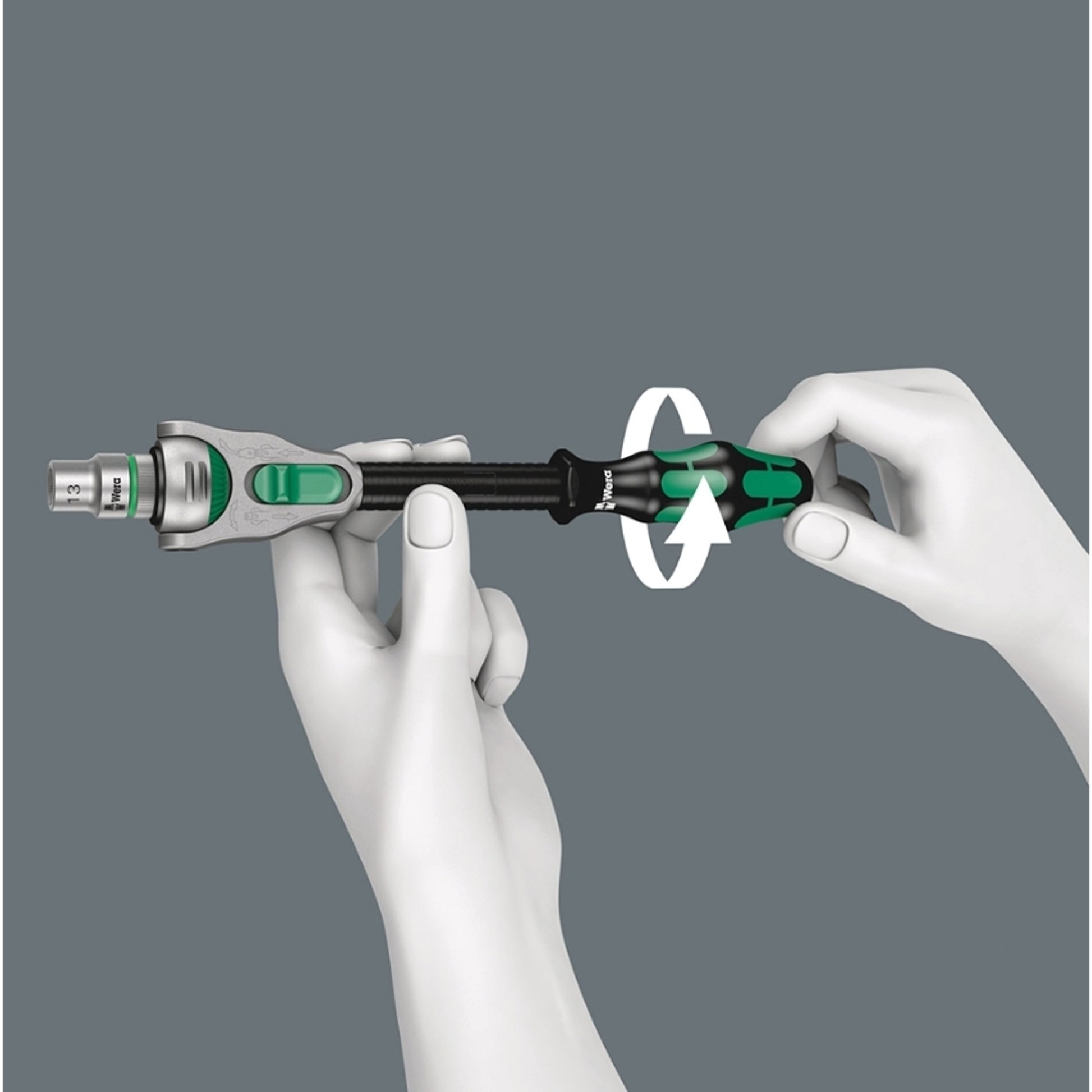 Wera Mini Ratchet 8008 A Zyklop with 1/4" Square Drive