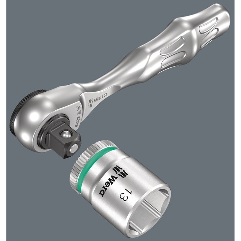 Wera Mini Ratchet 8008 A Zyklop with 1/4" Square Drive