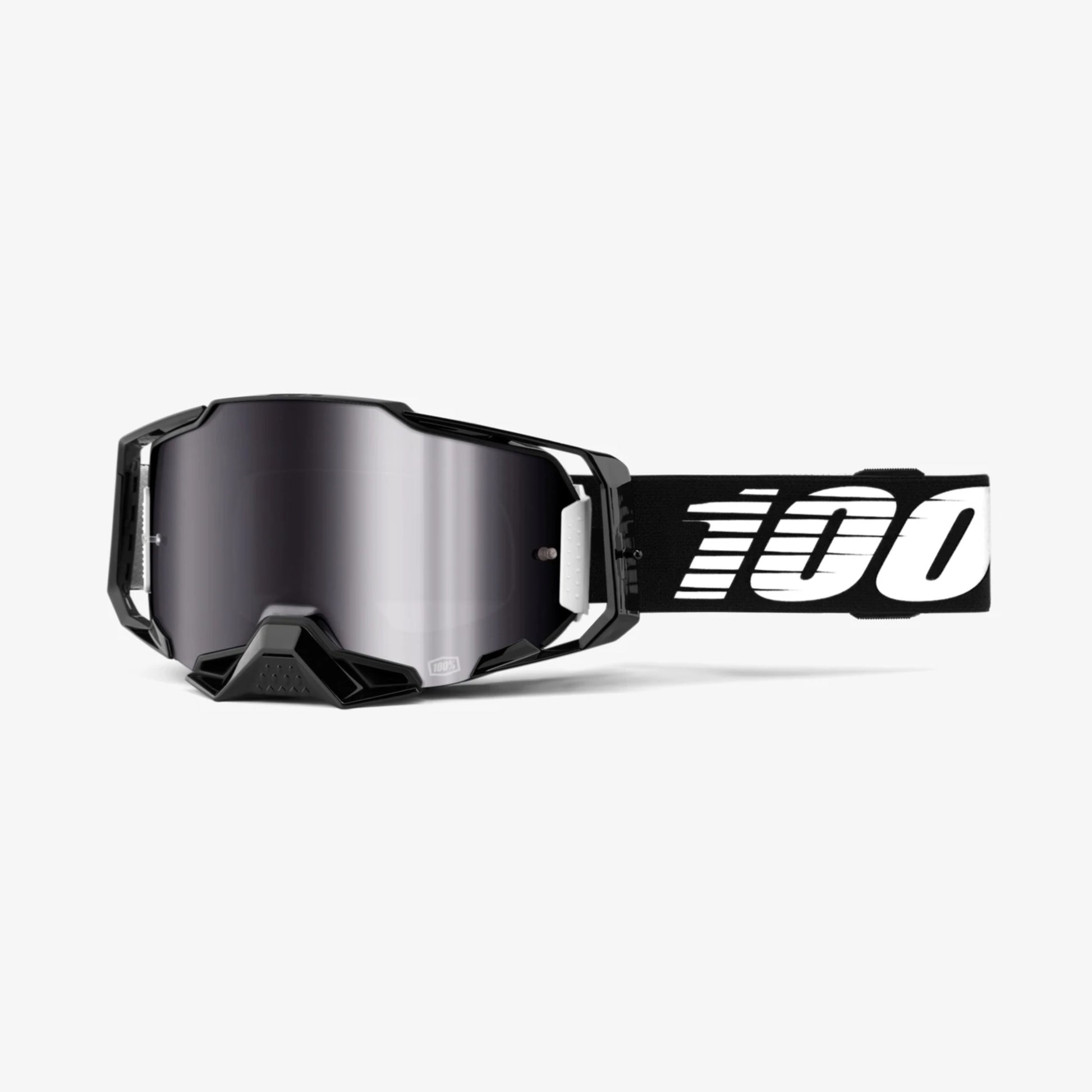 100% Armega Goggle Black with Silver Flash Mirror Lens