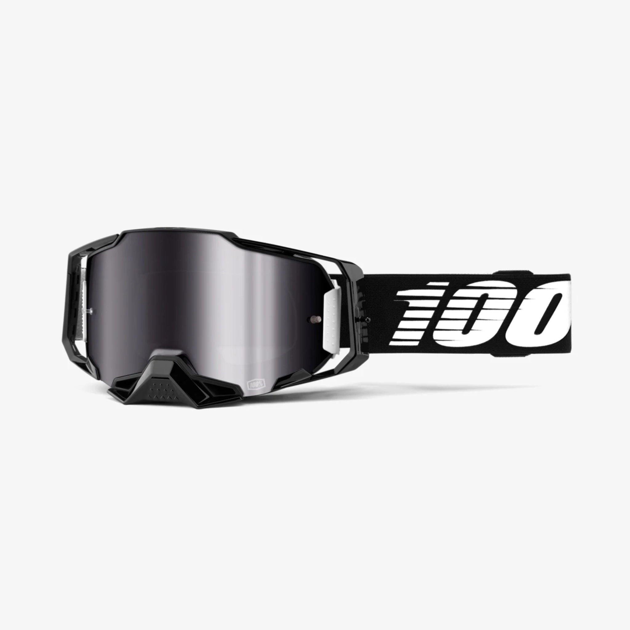 100% Armega Goggle Black with Silver Flash Mirror Lens