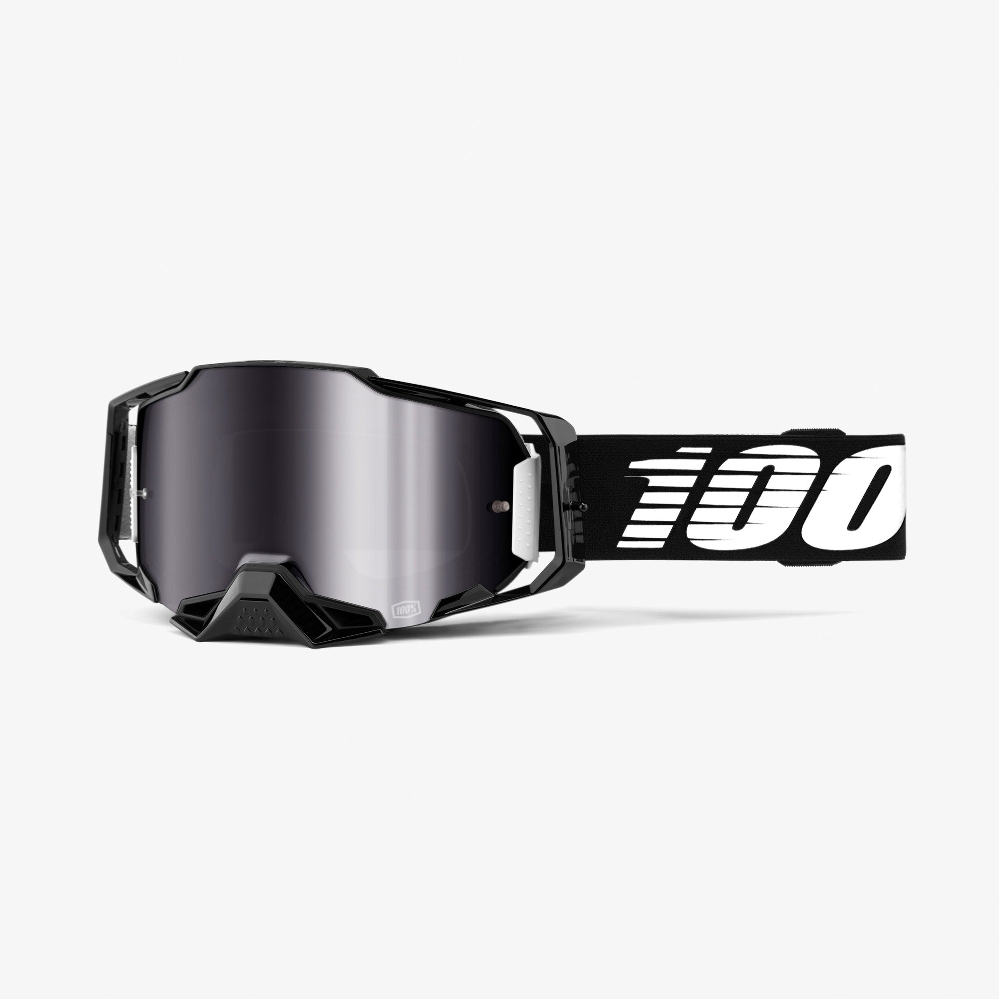 100% Armega Goggles Black with Silver Flash Mirror Lens